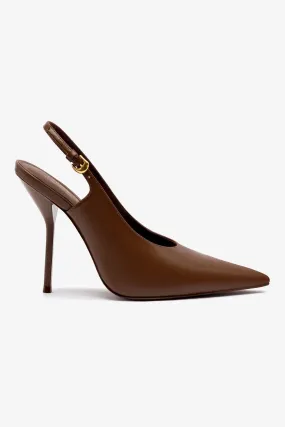 Larroud?? x Altuzarra Pump In Burnt Umber Leather,Women Heel
