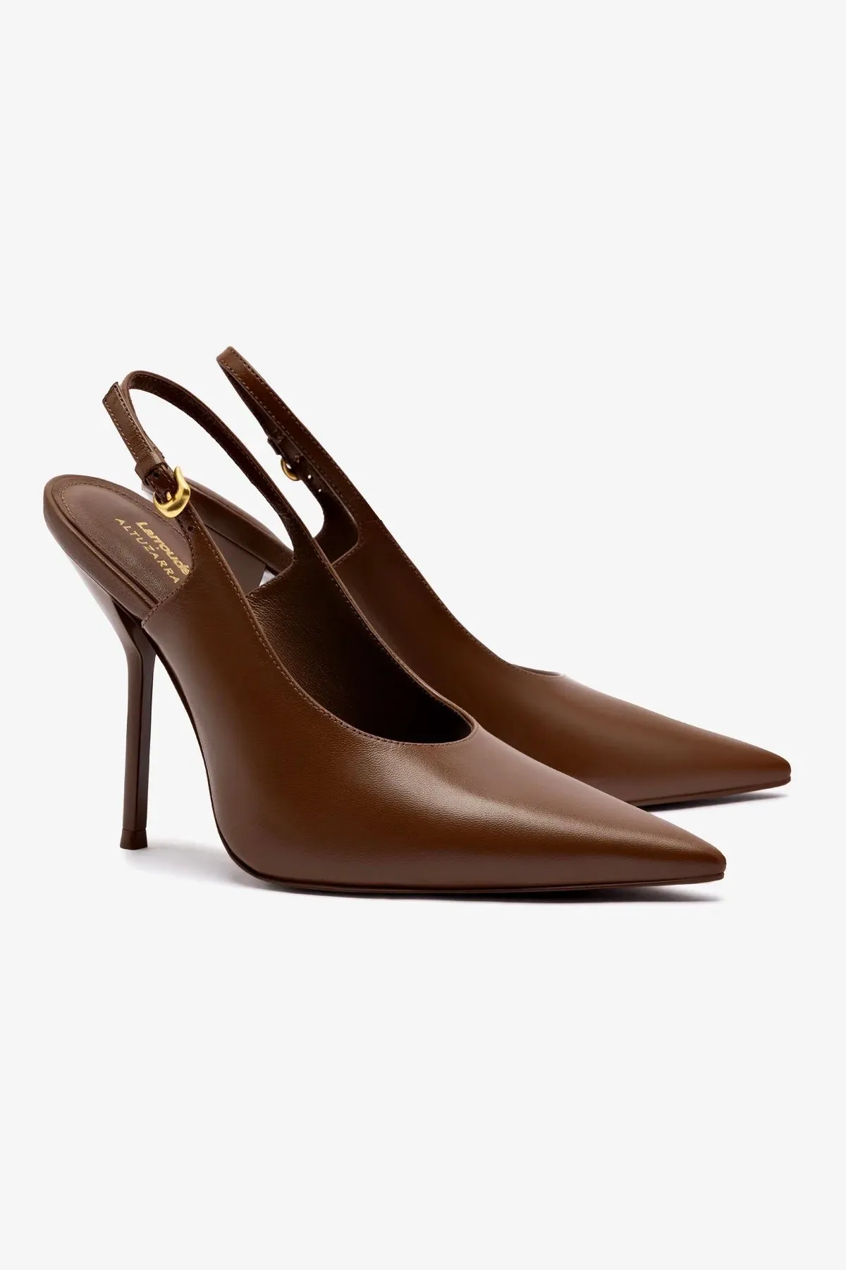 Larroud?? x Altuzarra Pump In Burnt Umber Leather,Women Heel