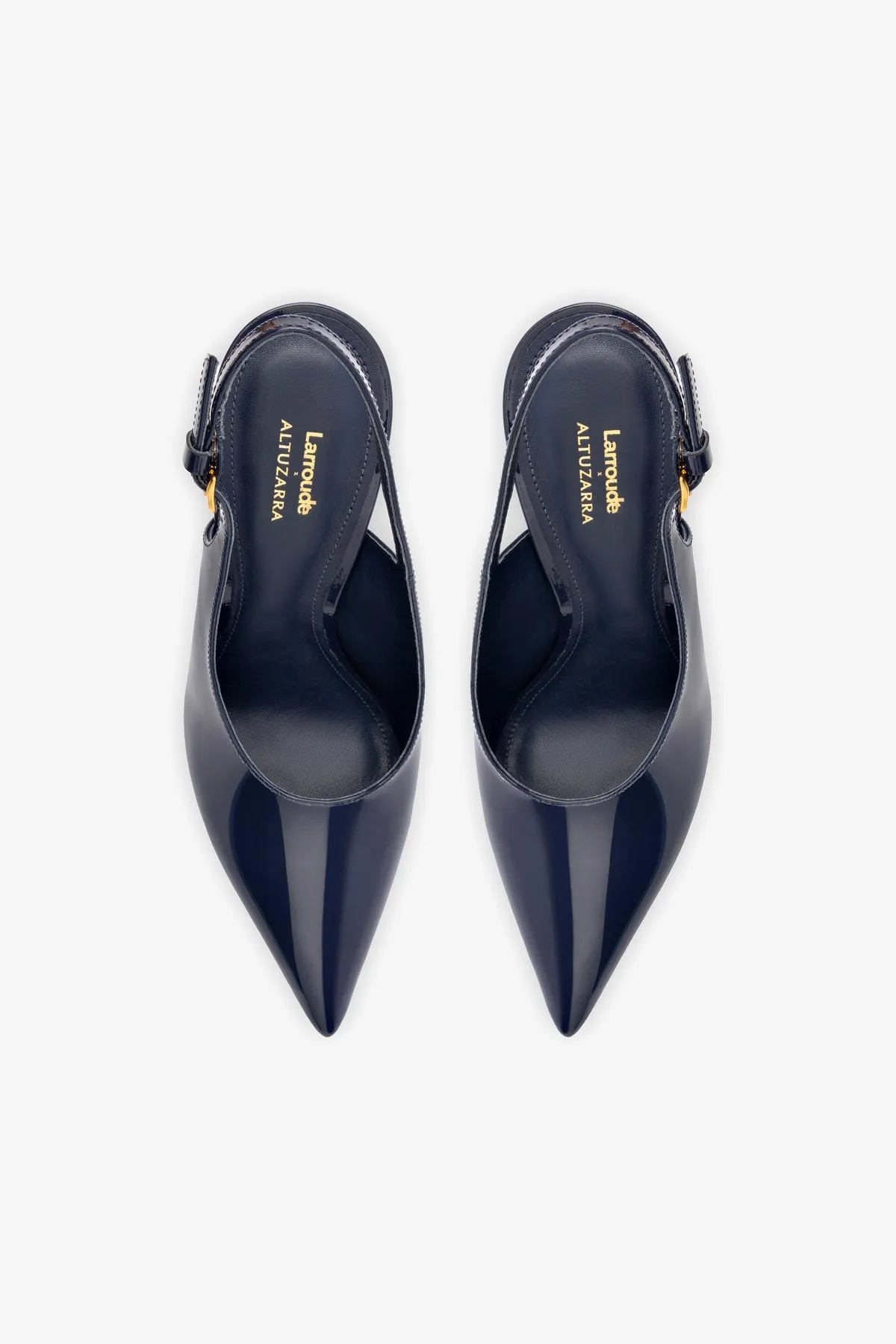 Larroud?? x Altuzarra Pump In Navy Patent Leather,Women Heel