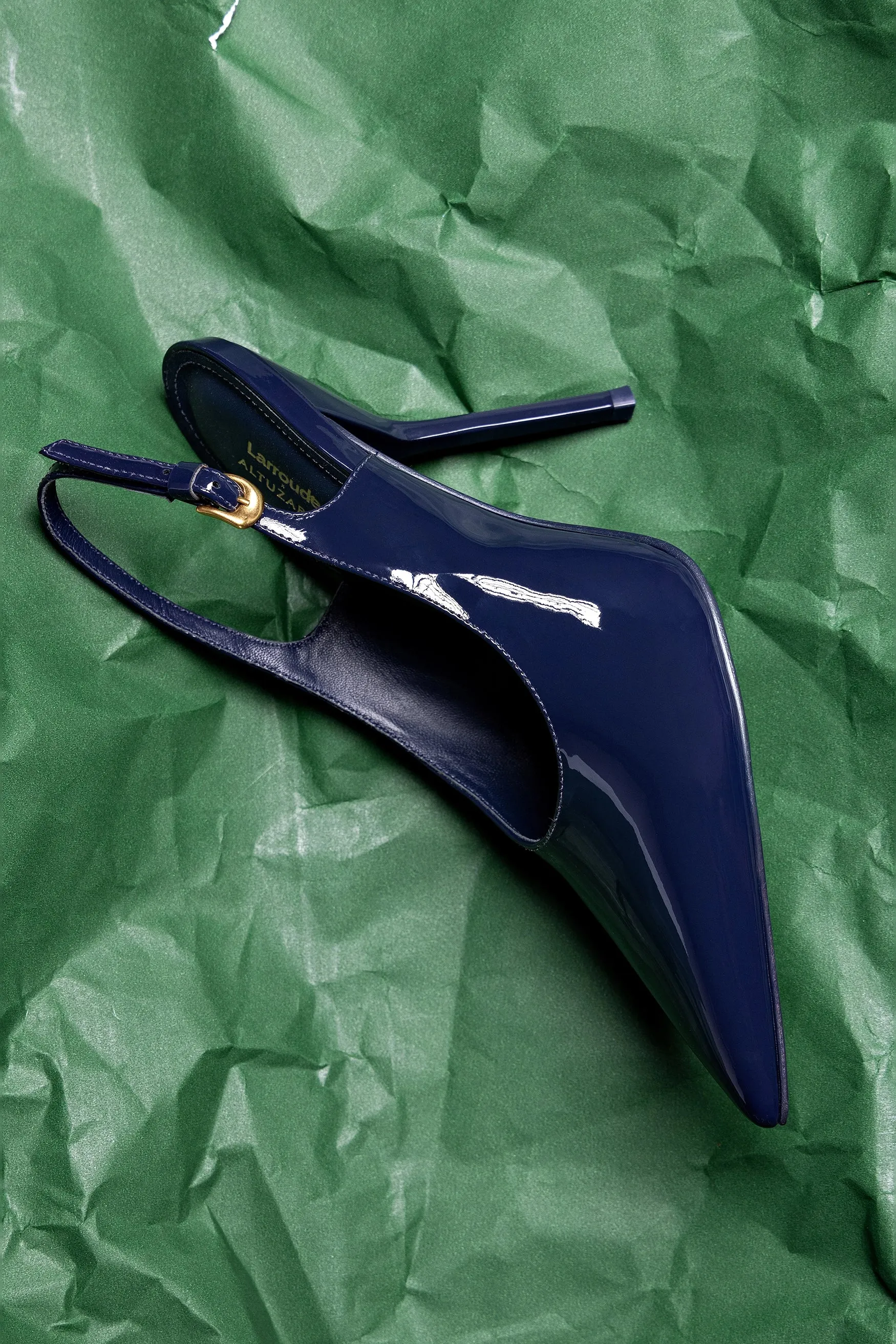 Larroud?? x Altuzarra Pump In Navy Patent Leather,Women Heel