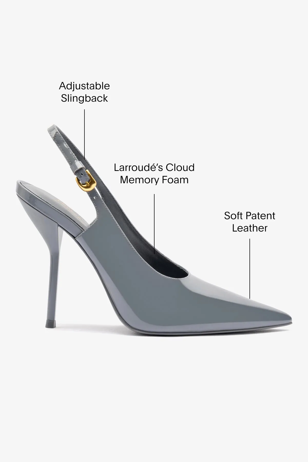 Larroud?? x Altuzarra Pump In Titanium Patent Leather,Women Heel