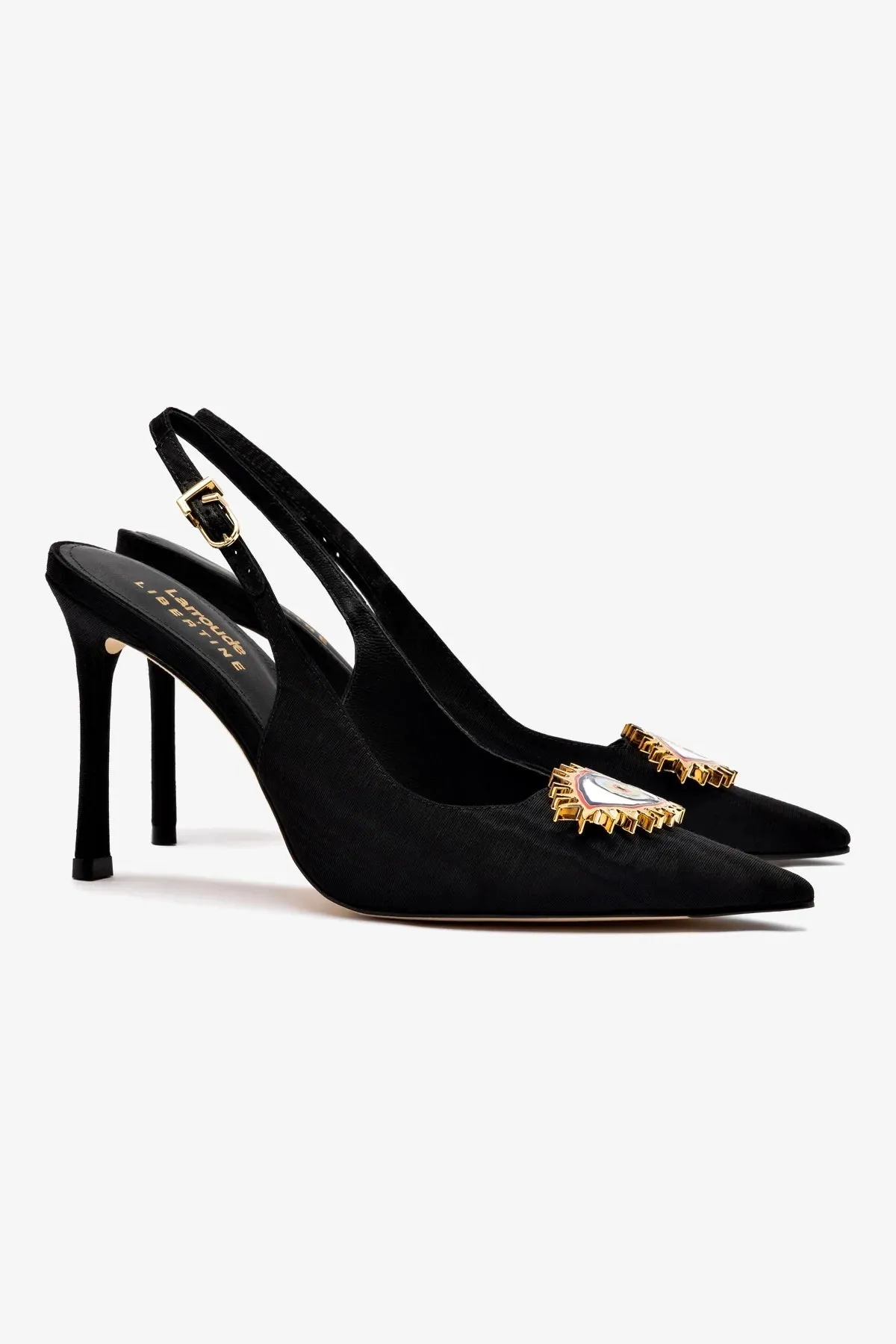 Larroud?? x Libertine Eye Pump Hi In Black Fabric,Women Heel