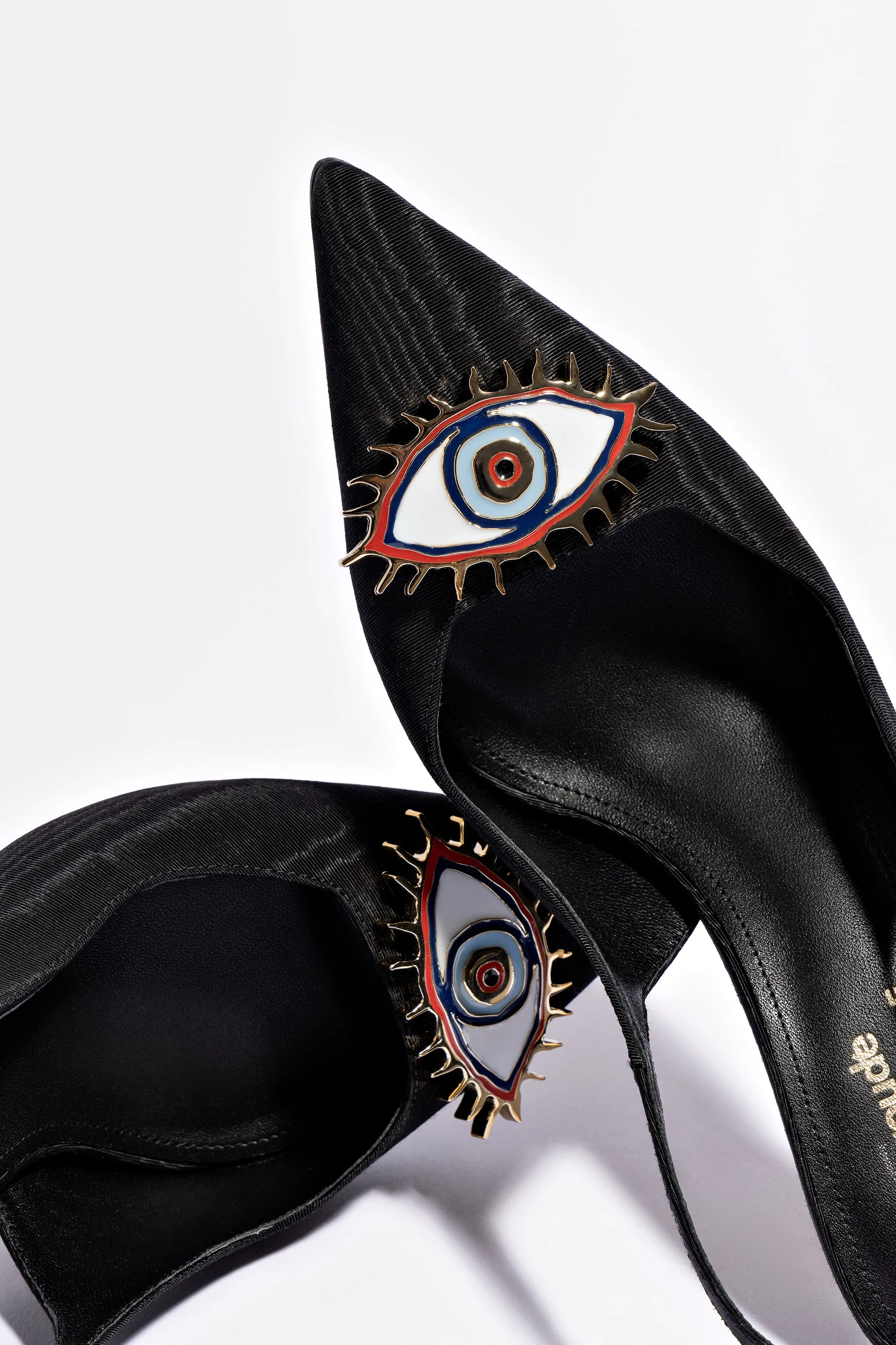 Larroud?? x Libertine Eye Pump Hi In Black Fabric,Women Heel