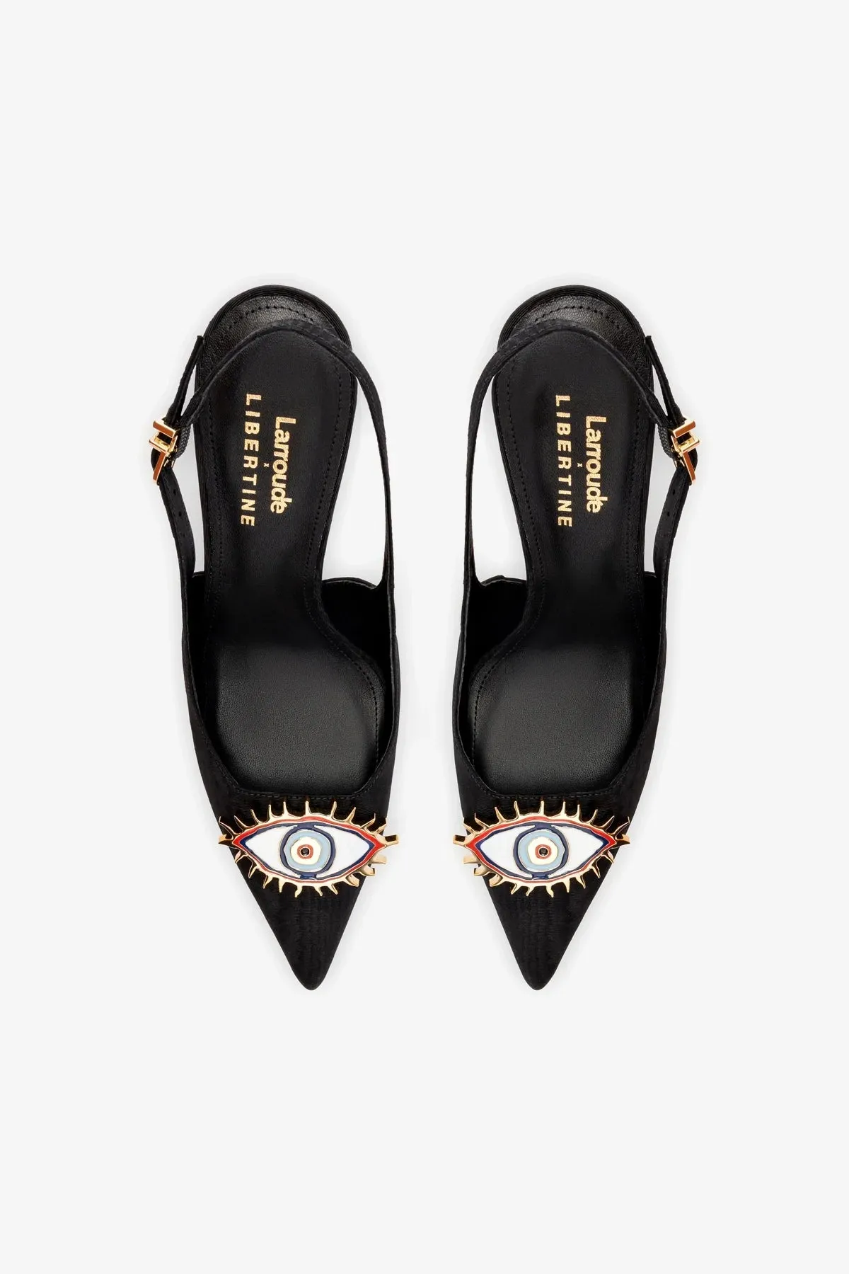 Larroud?? x Libertine Eye Pump Hi In Black Fabric,Women Heel