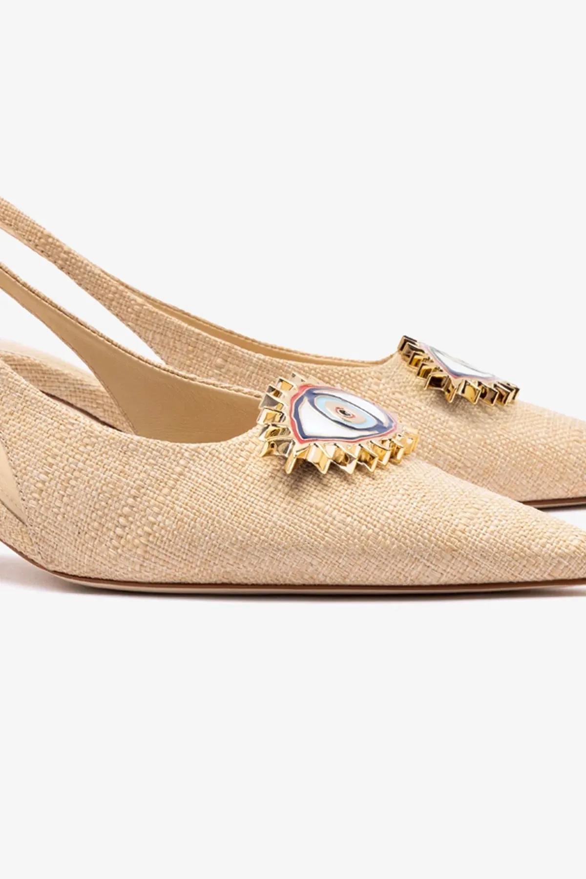 Larroud?? x Libertine Eye Pump Lo In Beige Raffia,Women Heel