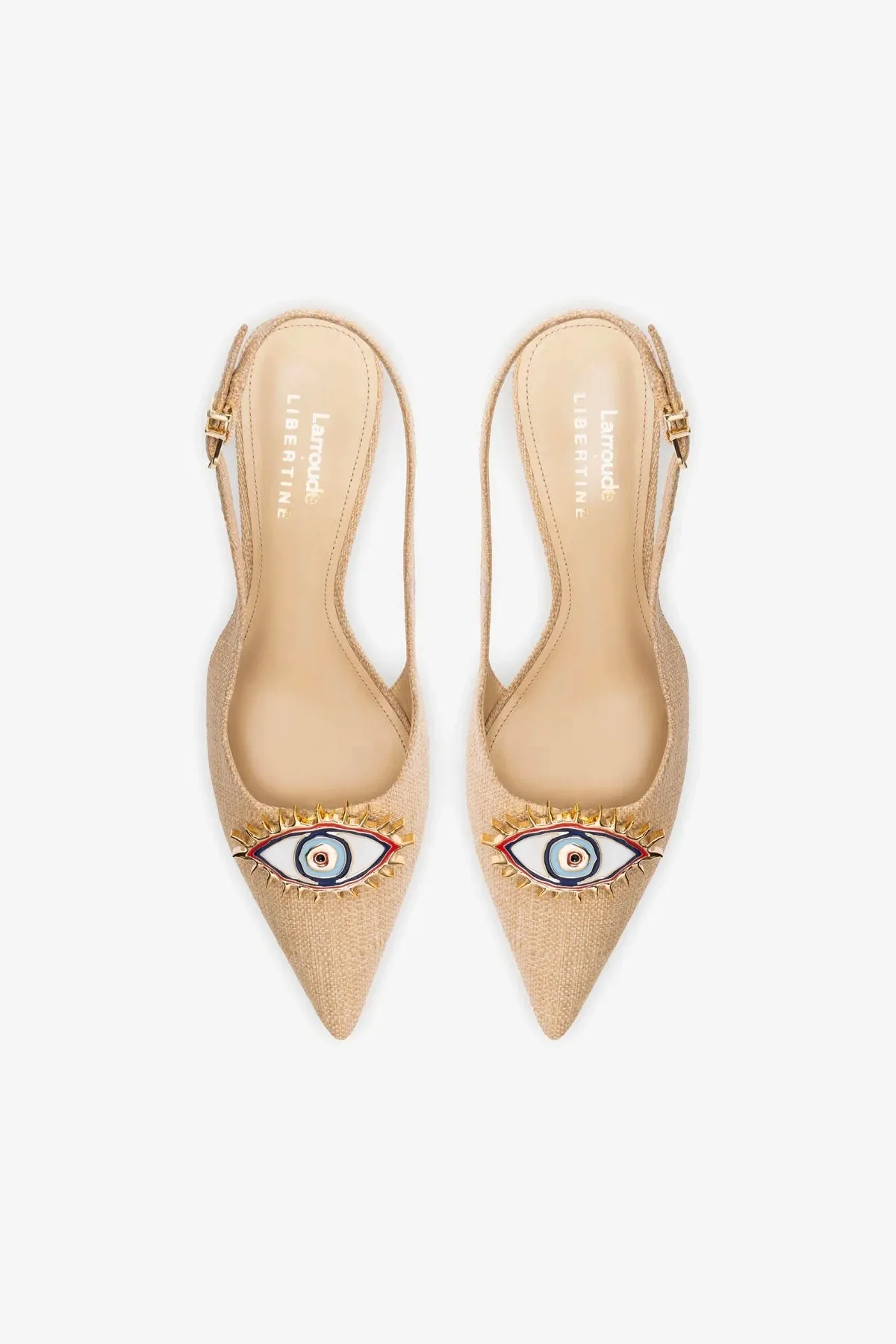 Larroud?? x Libertine Eye Pump Lo In Beige Raffia,Women Heel