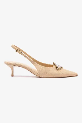 Larroud?? x Libertine Eye Pump Lo In Beige Raffia,Women Heel