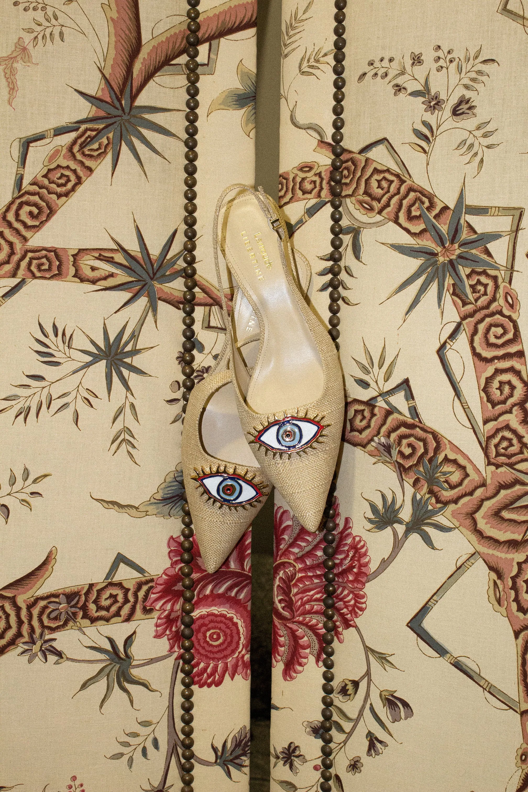 Larroud?? x Libertine Eye Pump Lo In Beige Raffia,Women Heel