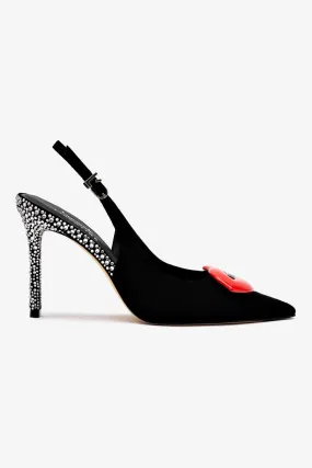 Larroud?? x Libertine Lips Pump Hi In Black Suede and Crystals,Women Heel