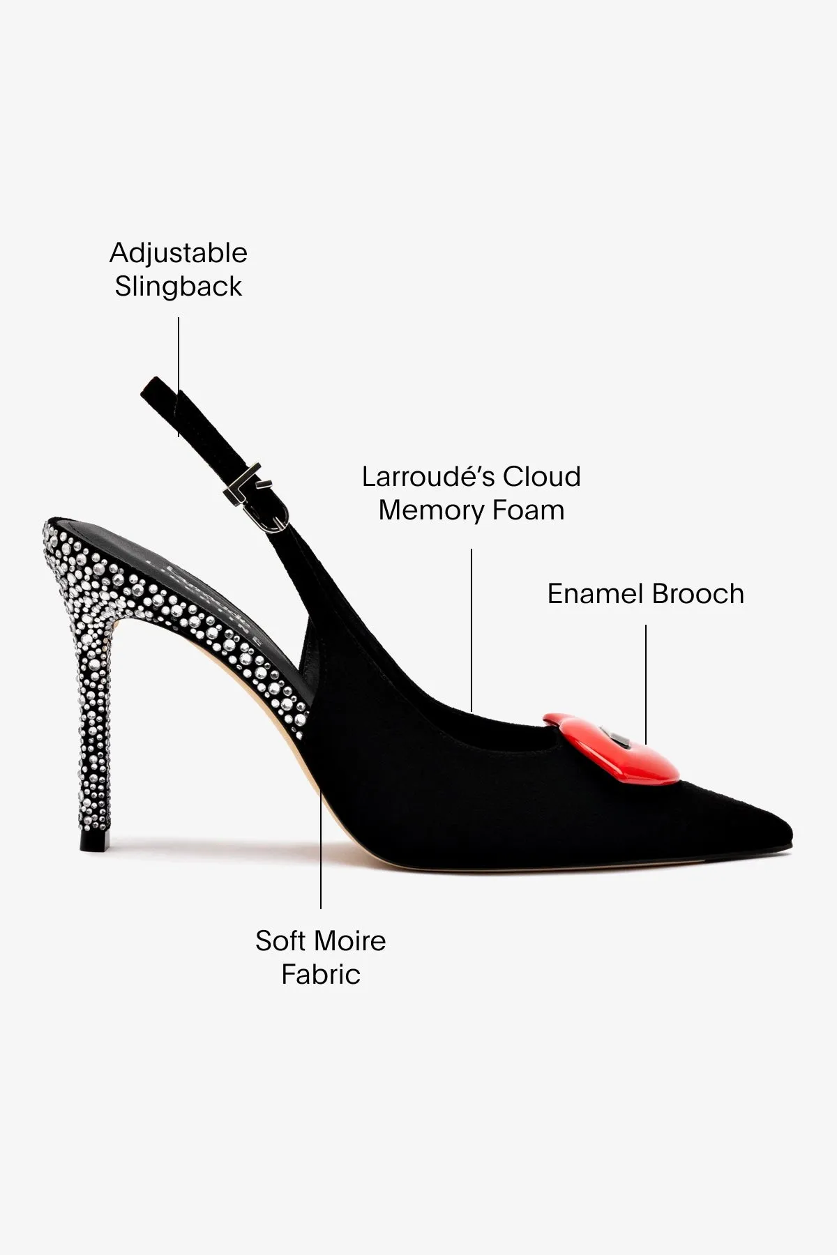 Larroud?? x Libertine Lips Pump Hi In Black Suede and Crystals,Women Heel