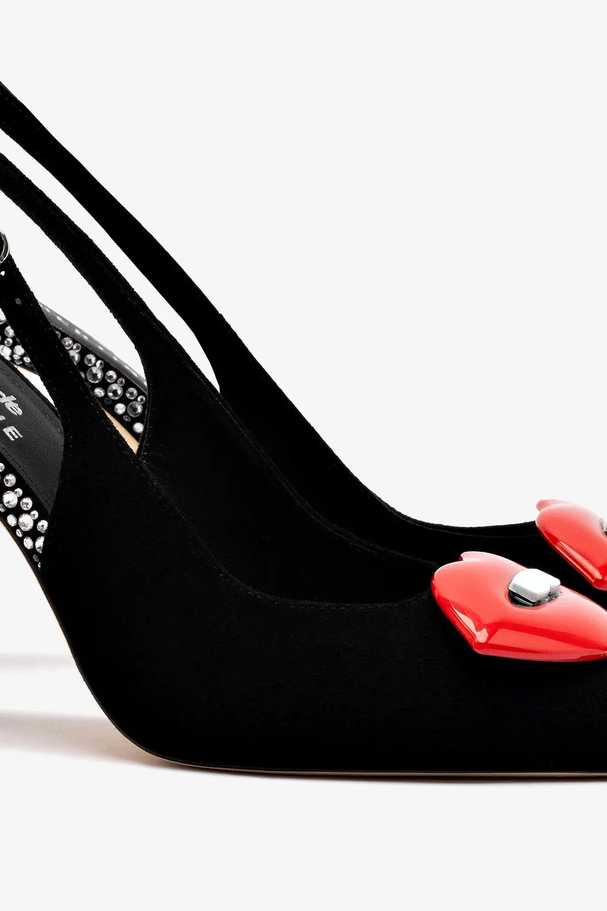 Larroud?? x Libertine Lips Pump Hi In Black Suede and Crystals,Women Heel