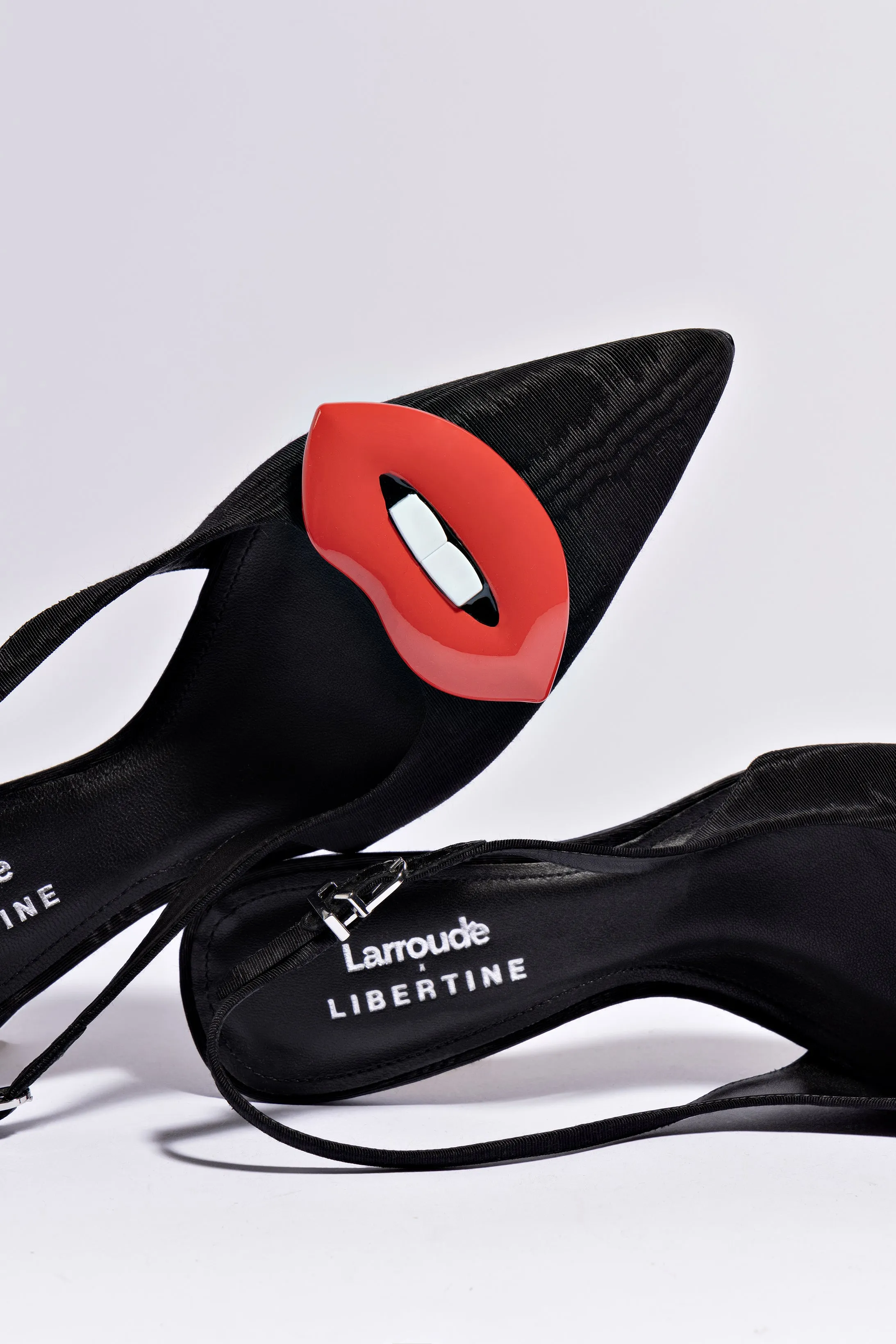 Larroud?? x Libertine Lips Pump Lo In Black Fabric,Women Heel