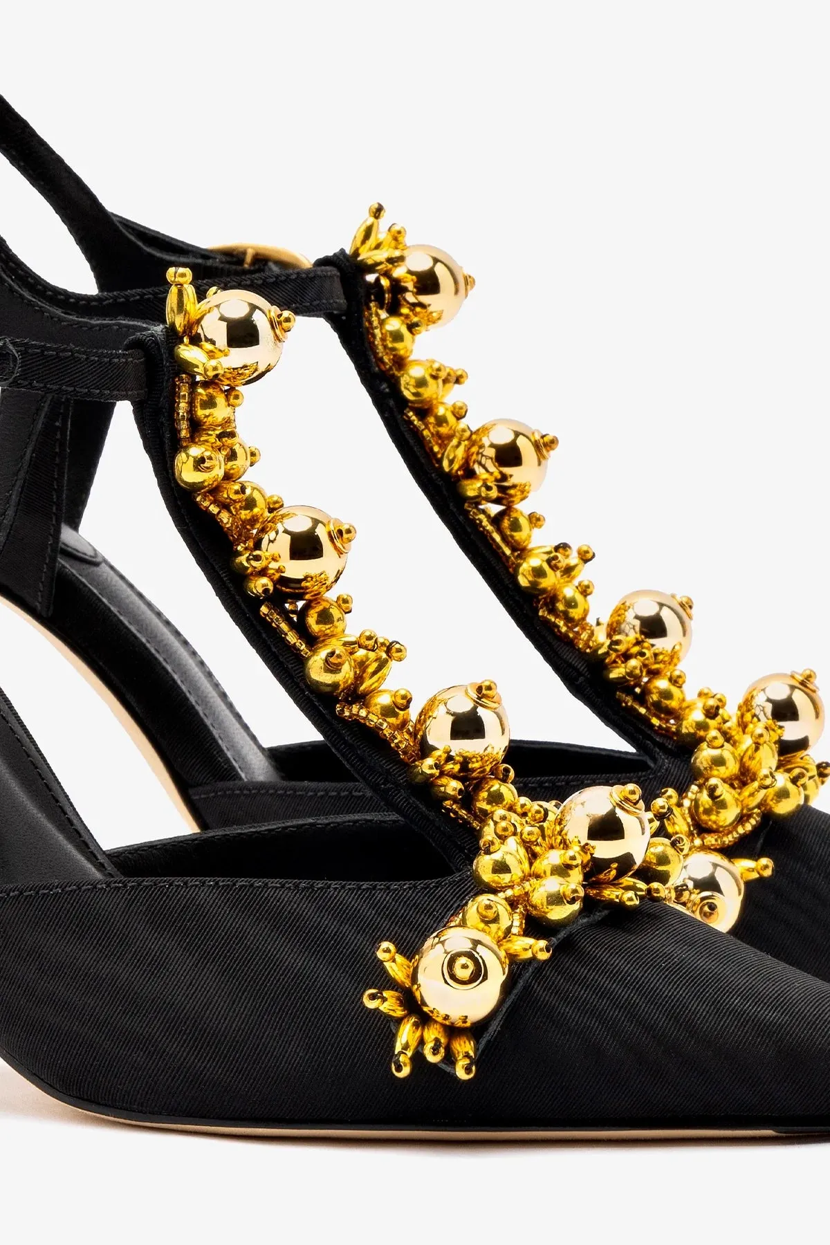 Larroud?? x Libertine Pump In Black Fabric and Golden Balls,Women Heel