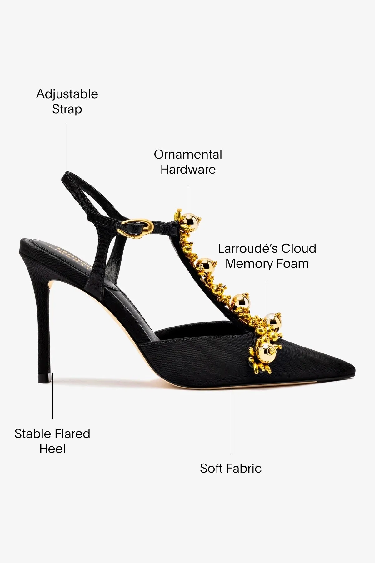 Larroud?? x Libertine Pump In Black Fabric and Golden Balls,Women Heel