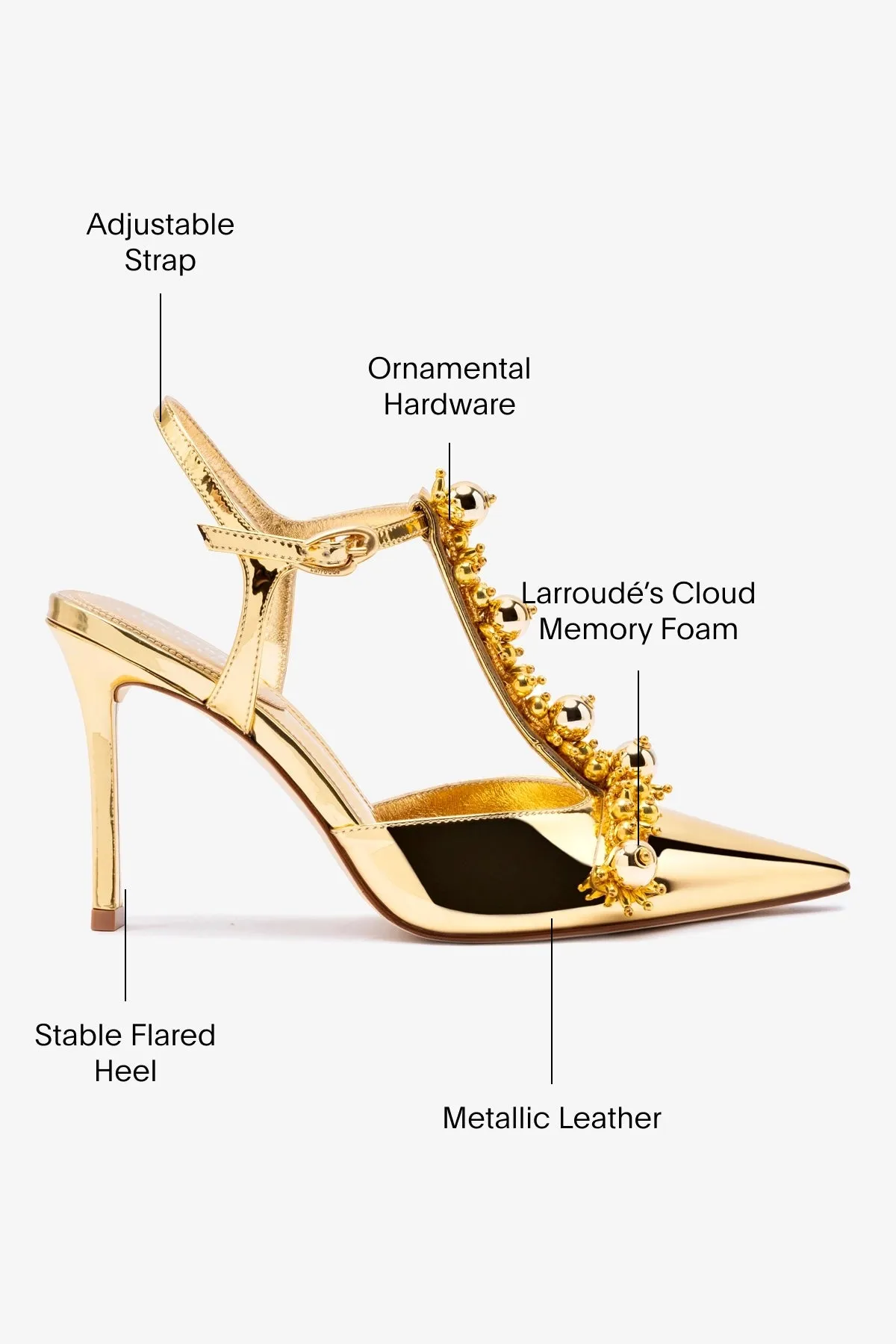 Larroud?? x Libertine Pump In Gold Specchio and Golden Balls,Women Heel
