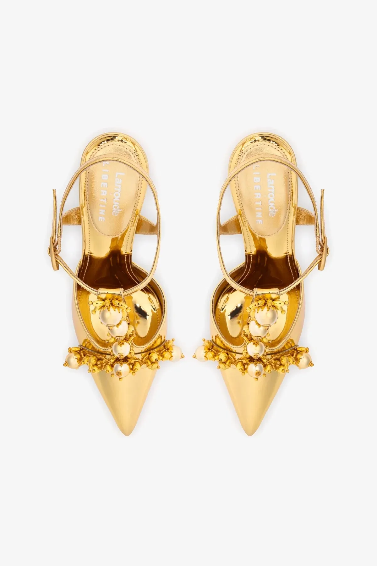 Larroud?? x Libertine Pump In Gold Specchio and Golden Balls,Women Heel