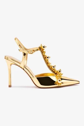 Larroud?? x Libertine Pump In Gold Specchio and Golden Balls,Women Heel