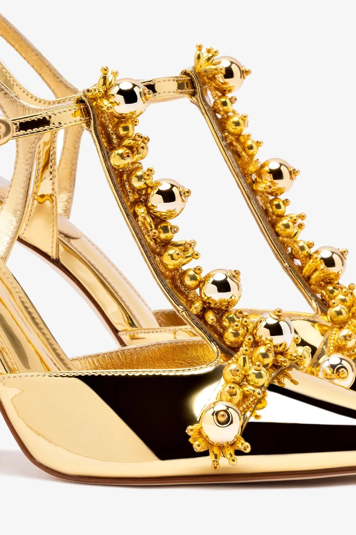 Larroud?? x Libertine Pump In Gold Specchio and Golden Balls,Women Heel