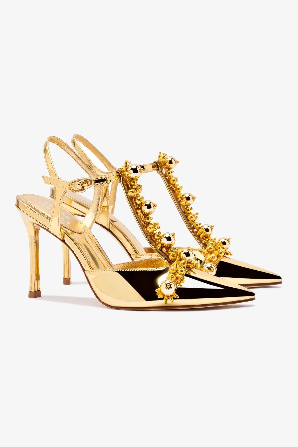Larroud?? x Libertine Pump In Gold Specchio and Golden Balls,Women Heel