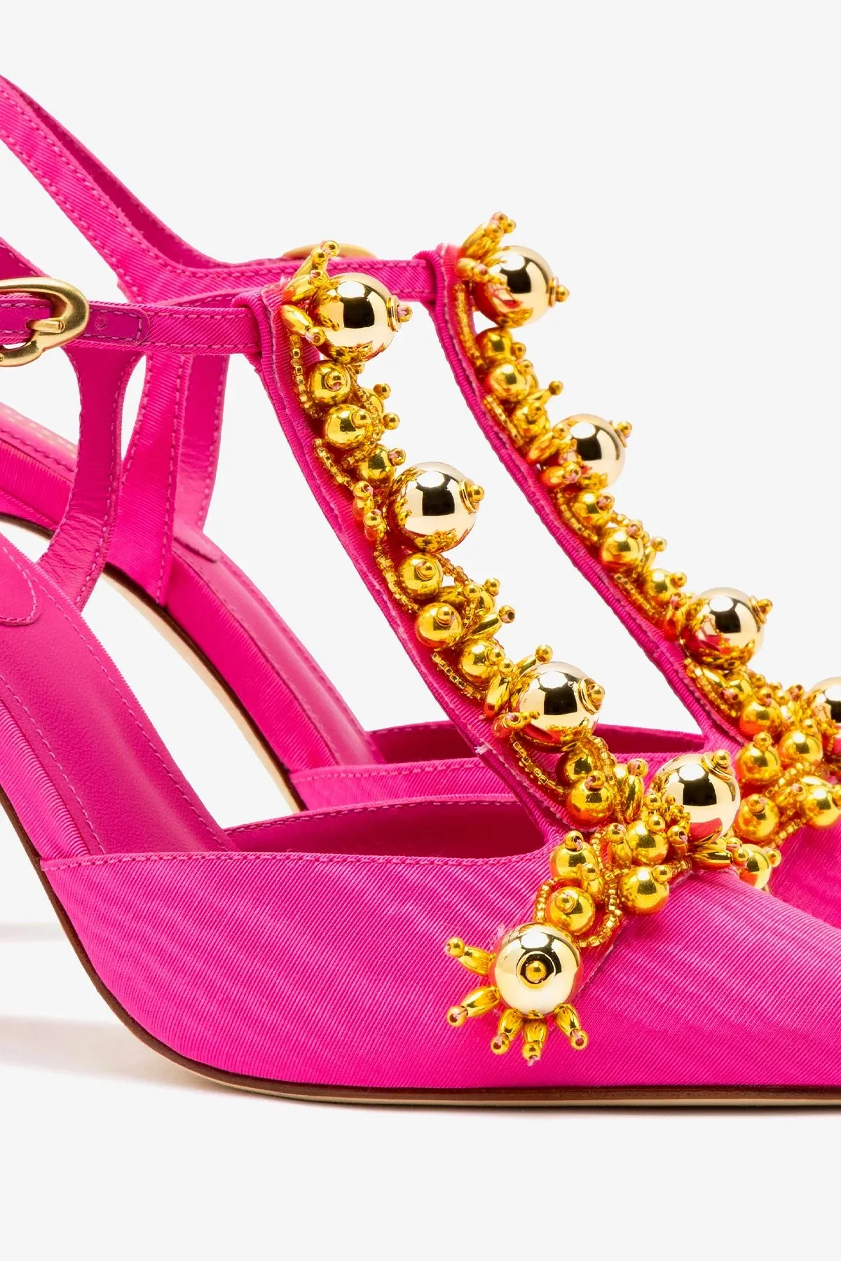 Larroud?? x Libertine Pump In Magenta Fabric and Golden Balls,Women Heel