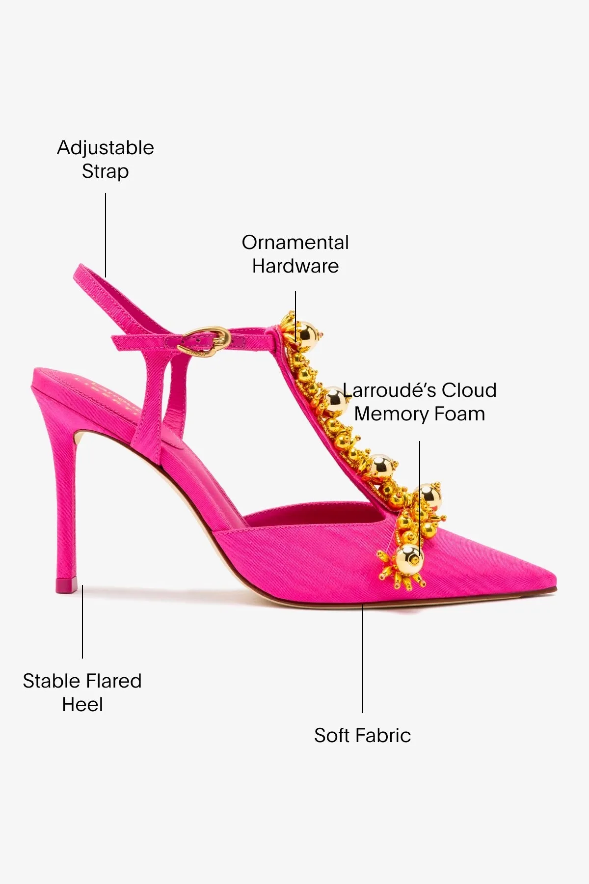 Larroud?? x Libertine Pump In Magenta Fabric and Golden Balls,Women Heel
