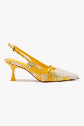 Larroud?? x Markarian Ines Pump In Yellow Floral Brocade,Women Heel