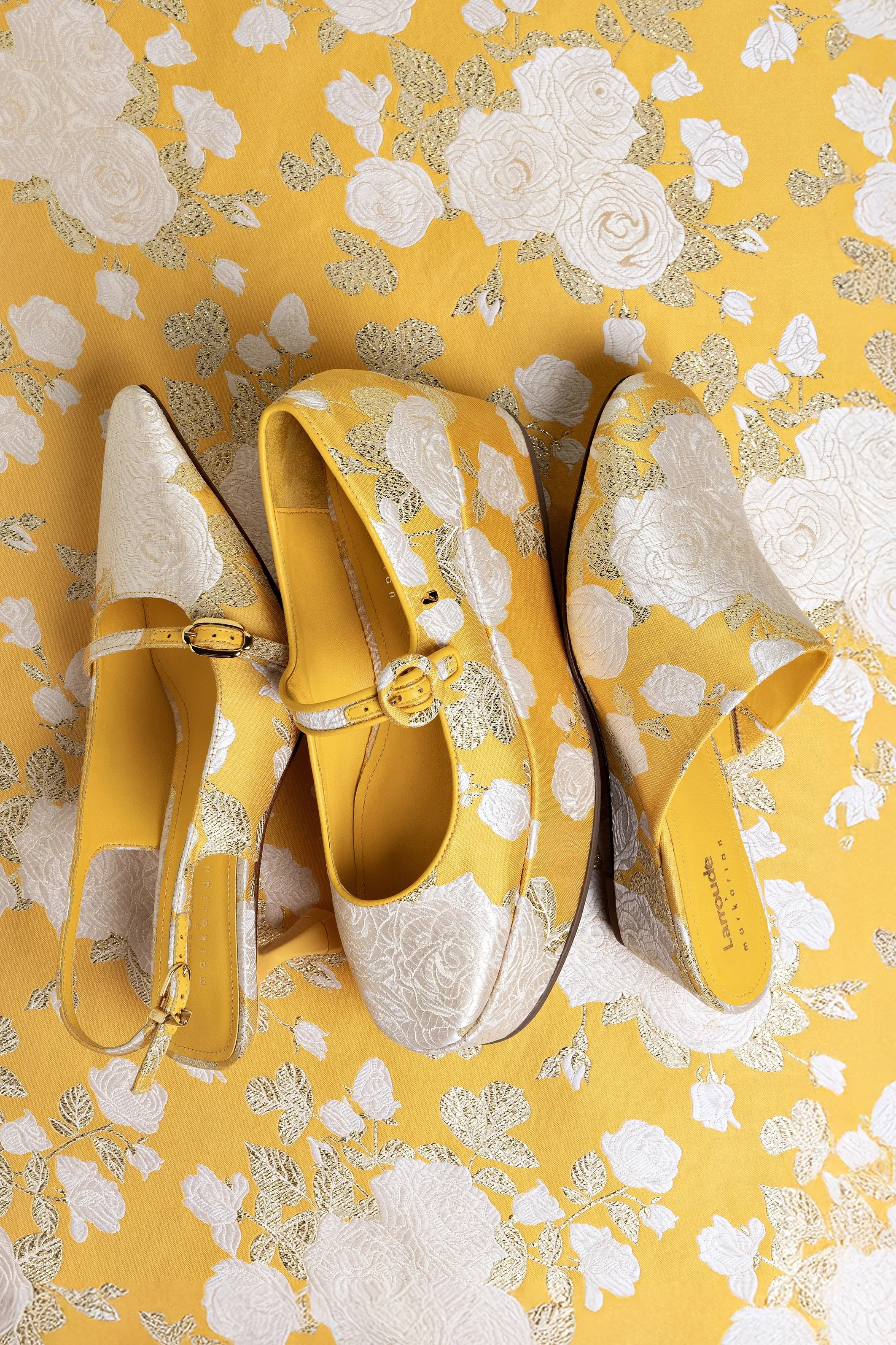 Larroud?? x Markarian Ines Pump In Yellow Floral Brocade,Women Heel