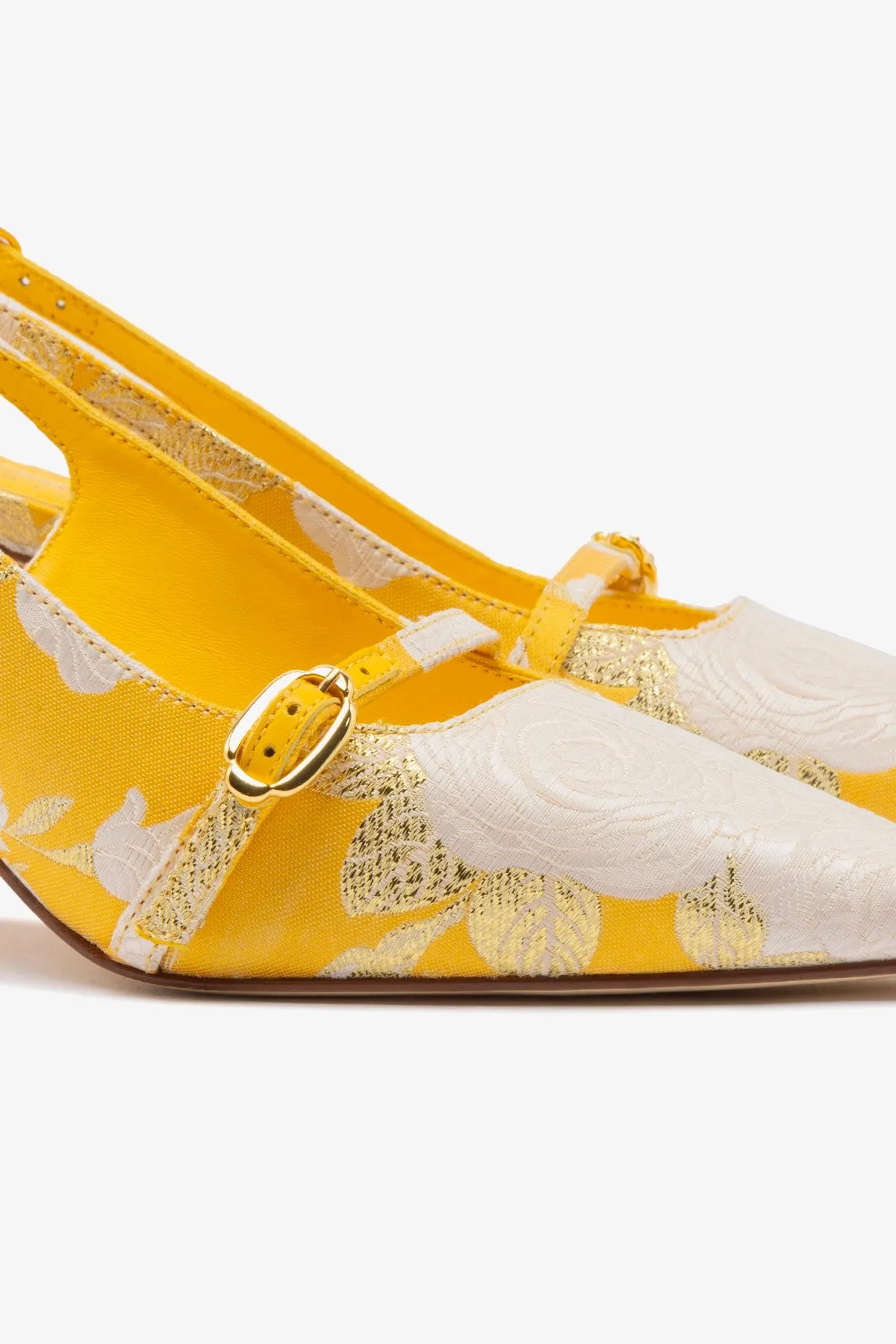 Larroud?? x Markarian Ines Pump In Yellow Floral Brocade,Women Heel