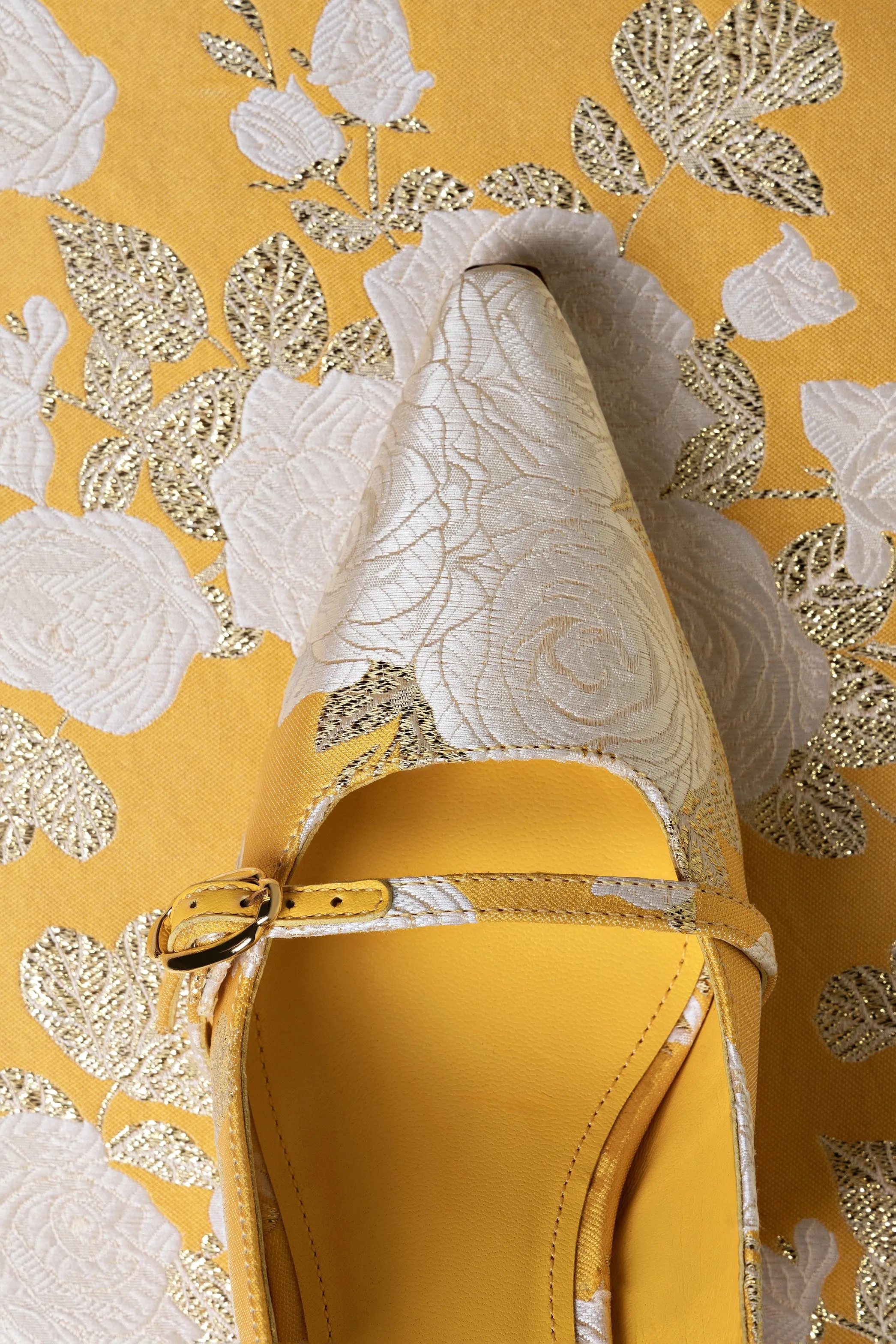 Larroud?? x Markarian Ines Pump In Yellow Floral Brocade,Women Heel