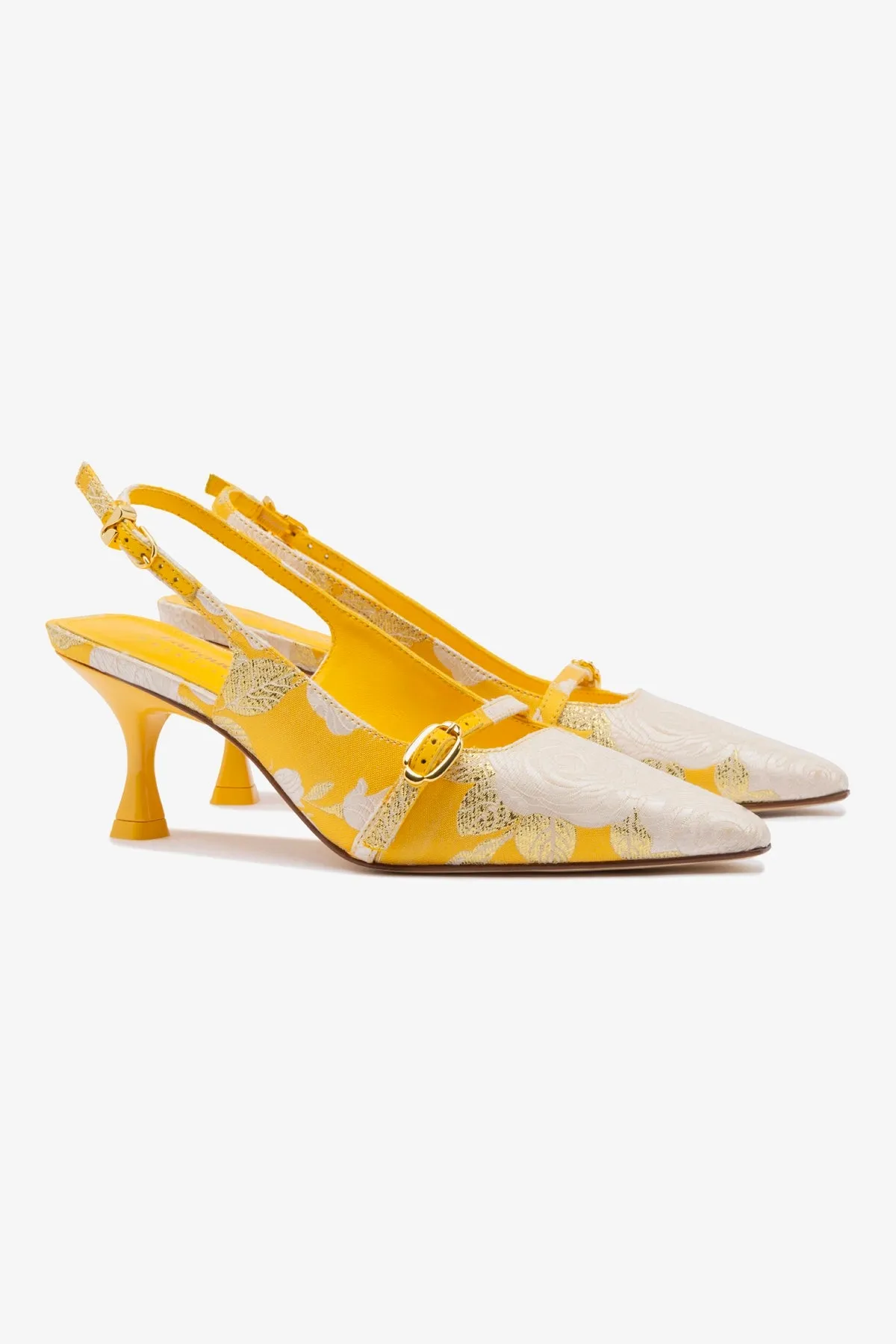Larroud?? x Markarian Ines Pump In Yellow Floral Brocade,Women Heel