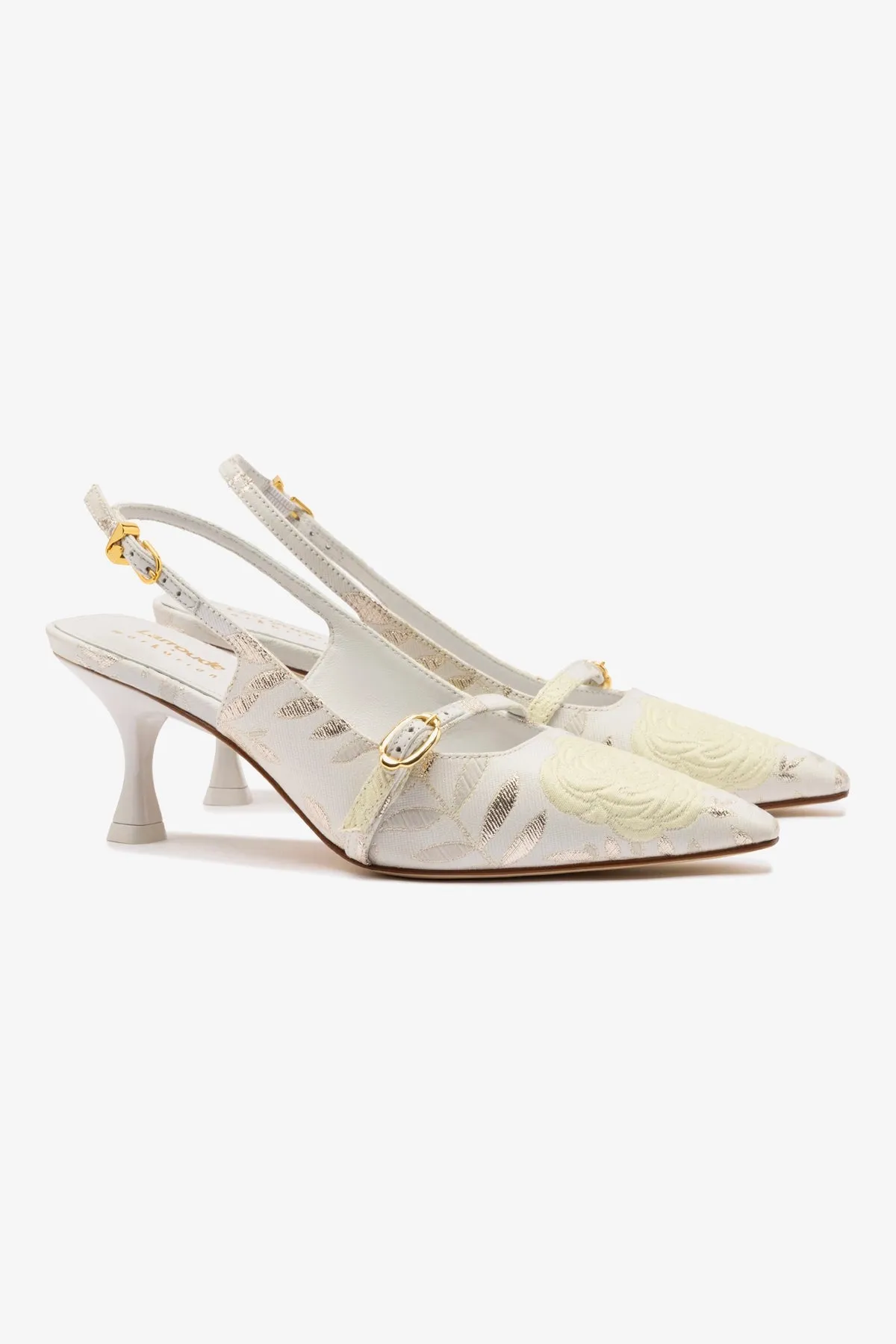 Larroud?? x Markarian Ines Pump In Yvette Ivory Brocade,Women Heel