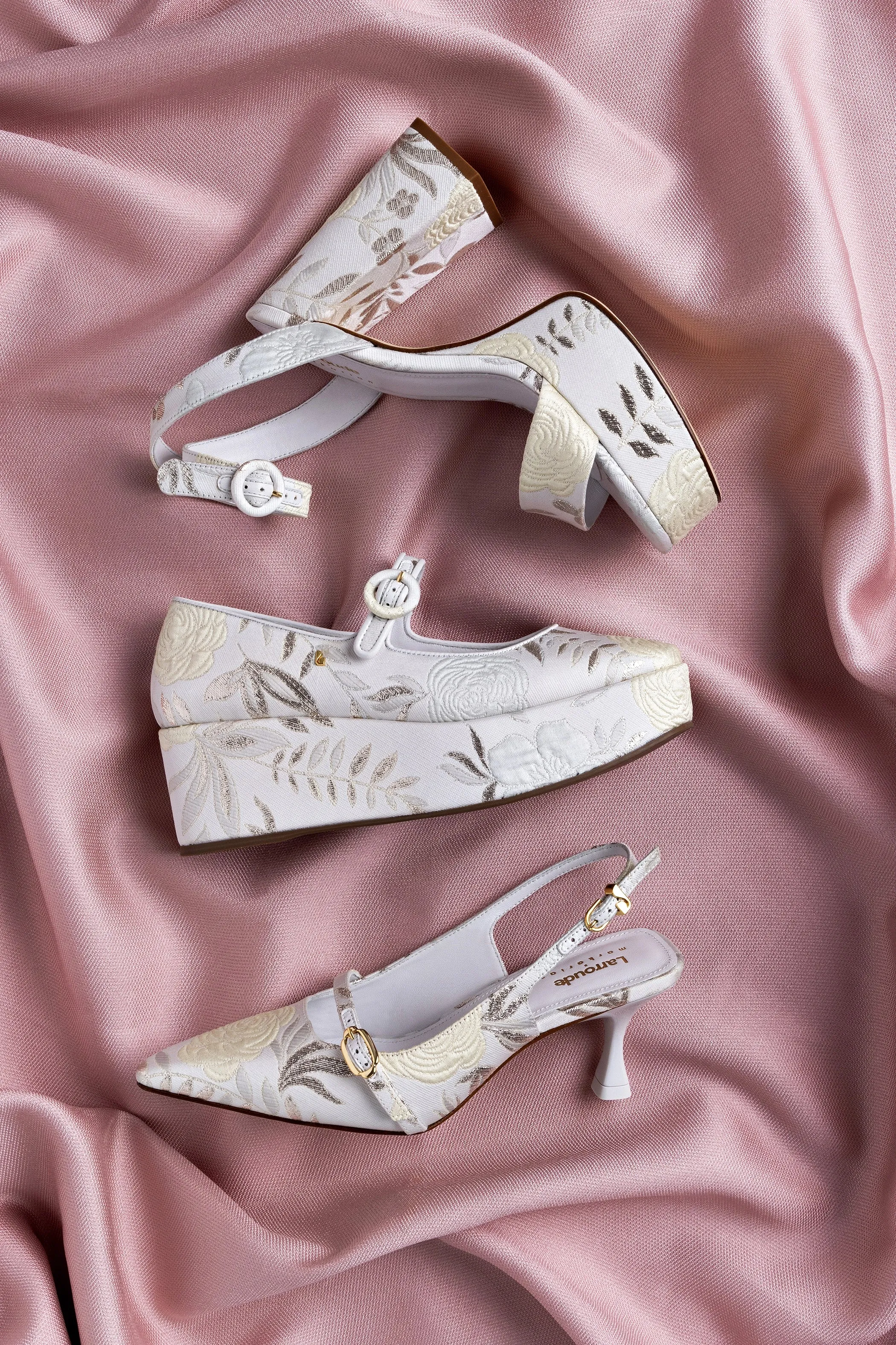 Larroud?? x Markarian Ines Pump In Yvette Ivory Brocade,Women Heel