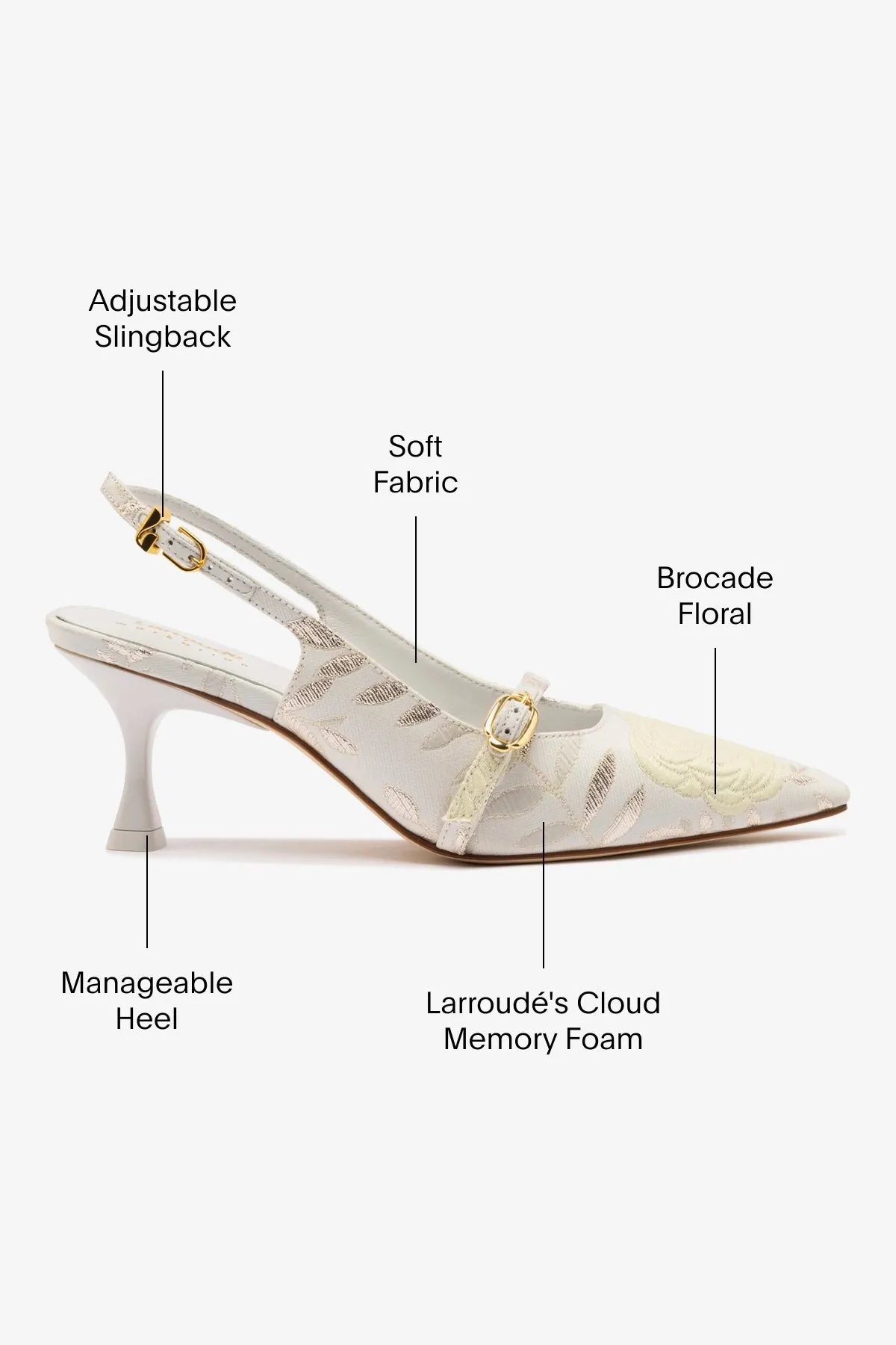 Larroud?? x Markarian Ines Pump In Yvette Ivory Brocade,Women Heel