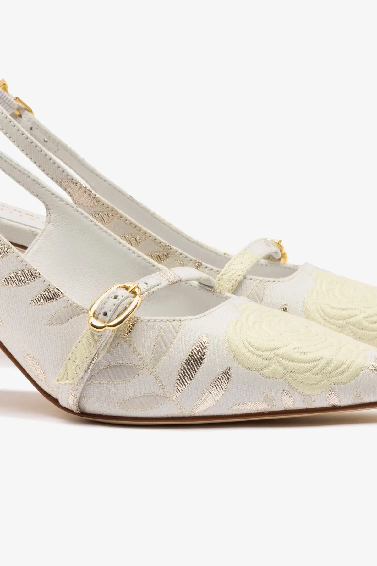 Larroud?? x Markarian Ines Pump In Yvette Ivory Brocade,Women Heel