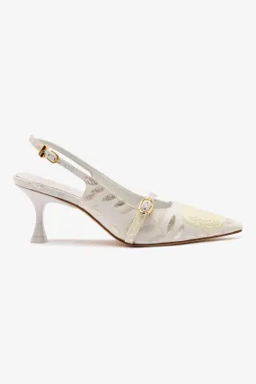 Larroud?? x Markarian Ines Pump In Yvette Ivory Brocade,Women Heel