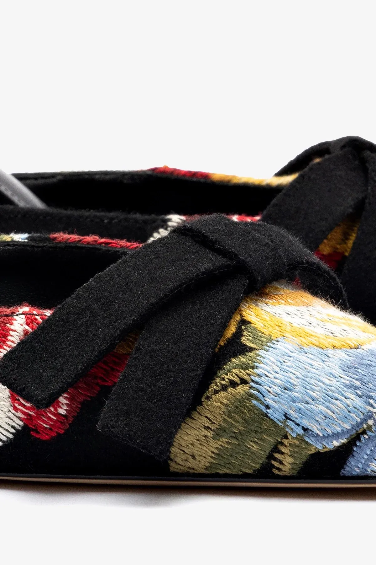 Larroud?? x Markarian Mule In Black Wool and Floral Embroidery,Women Heel
