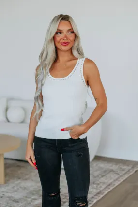 Lehni Ribbed Tank - Ivory,Women Tank