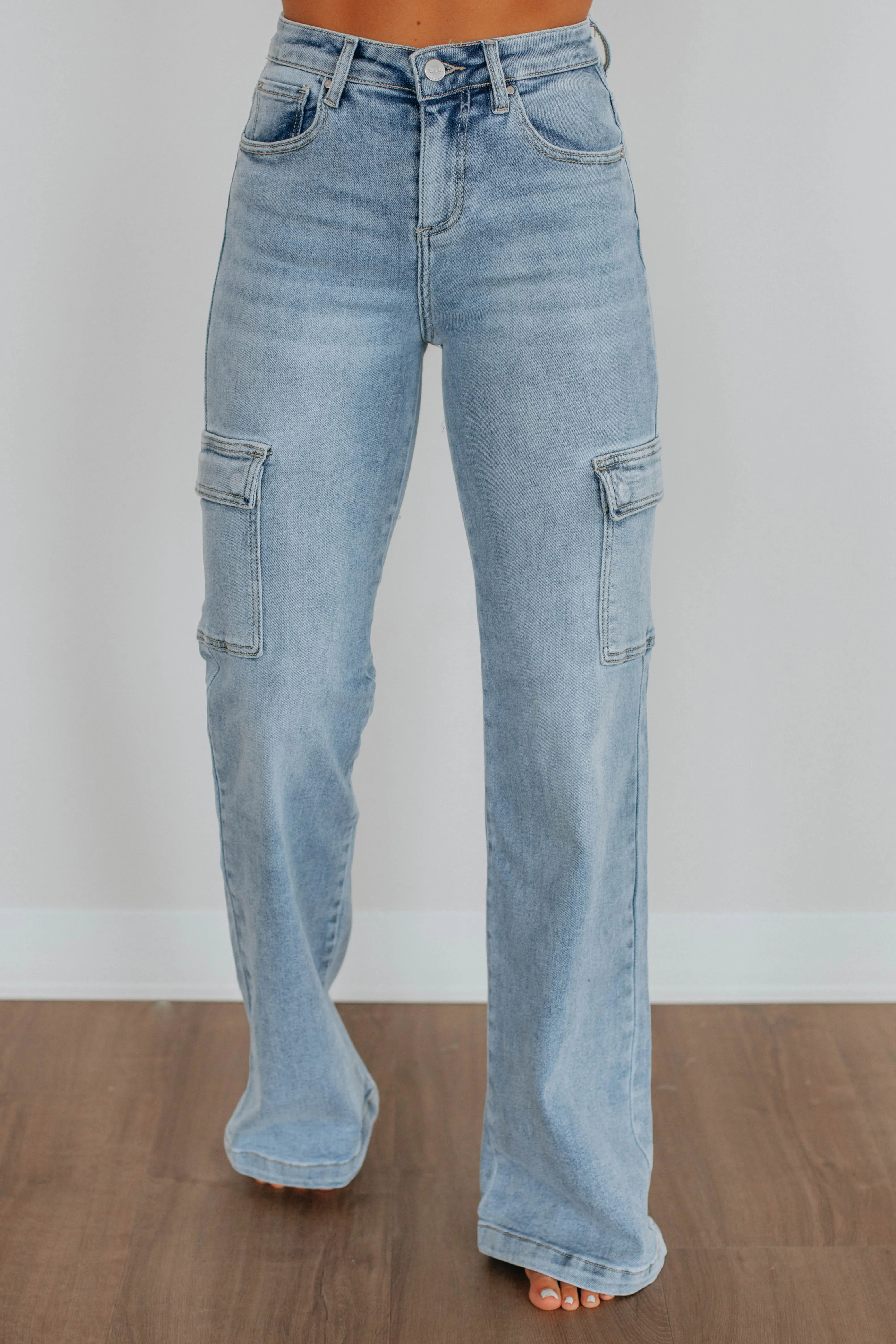Leigh Risen Cargo Jeans - Light Wash,Jeans Women