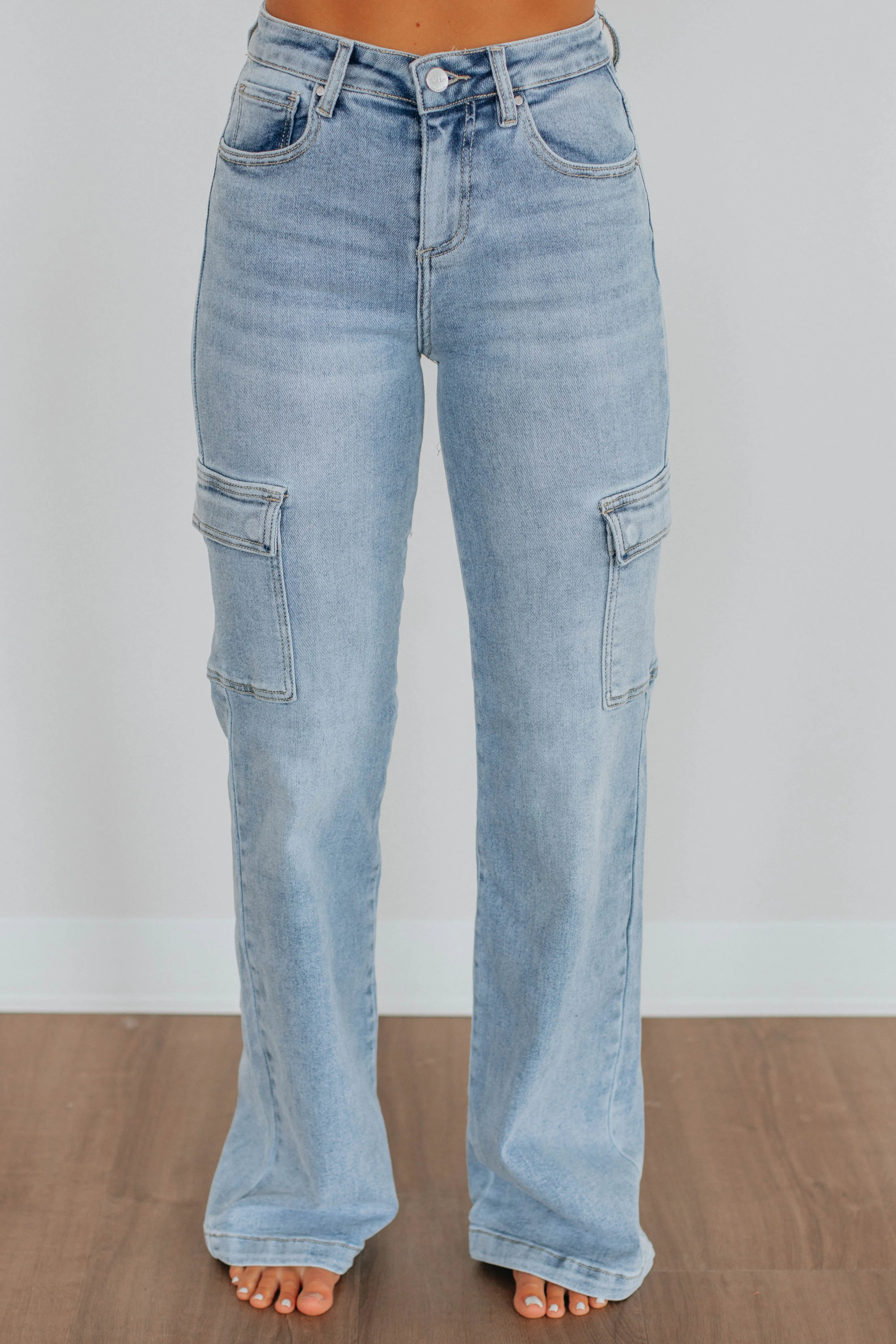 Leigh Risen Cargo Jeans - Light Wash,Jeans Women