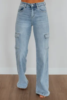 Leigh Risen Cargo Jeans - Light Wash,Jeans Women