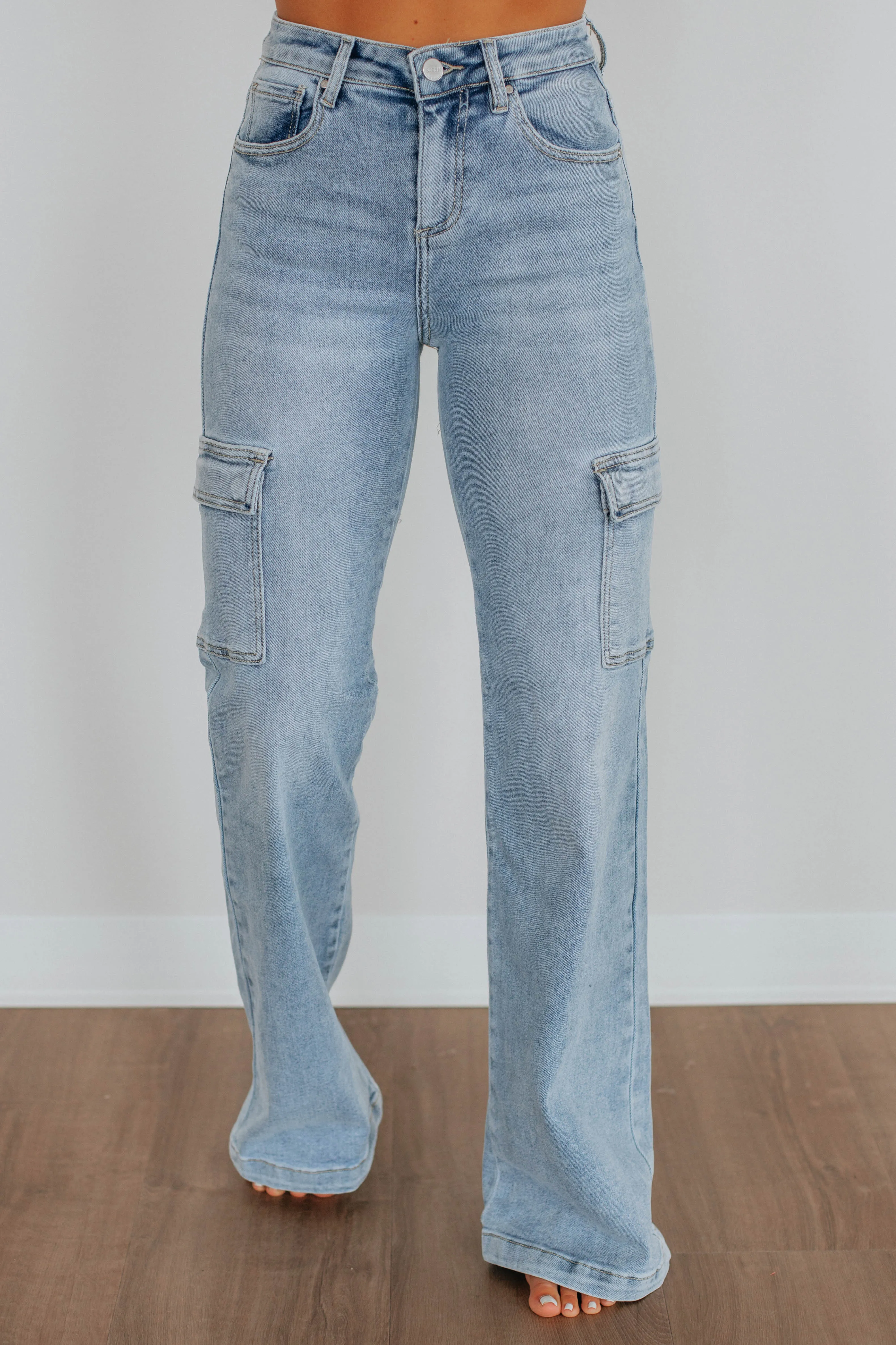 Leigh Risen Cargo Jeans - Light Wash,Jeans Women