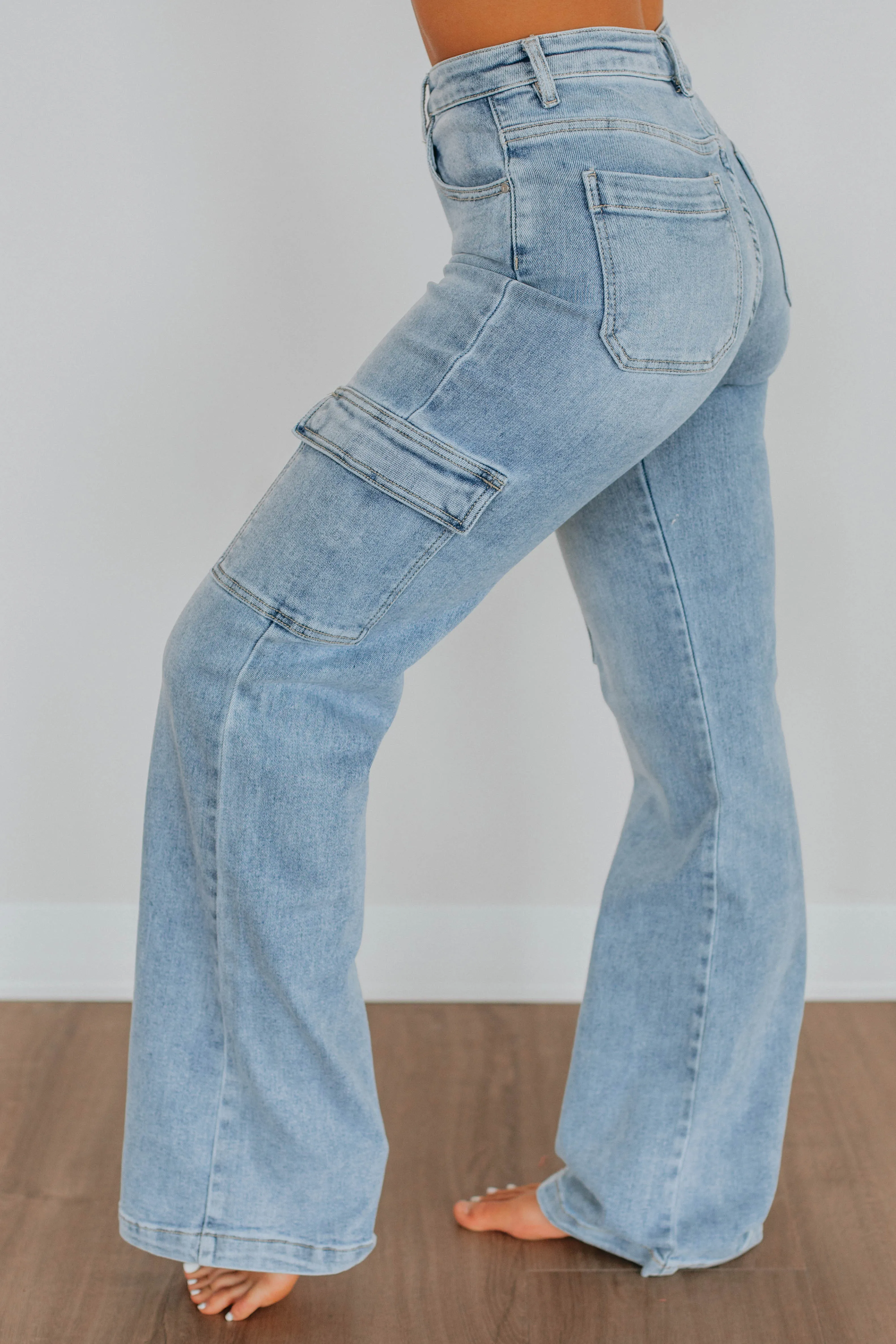 Leigh Risen Cargo Jeans - Light Wash,Jeans Women