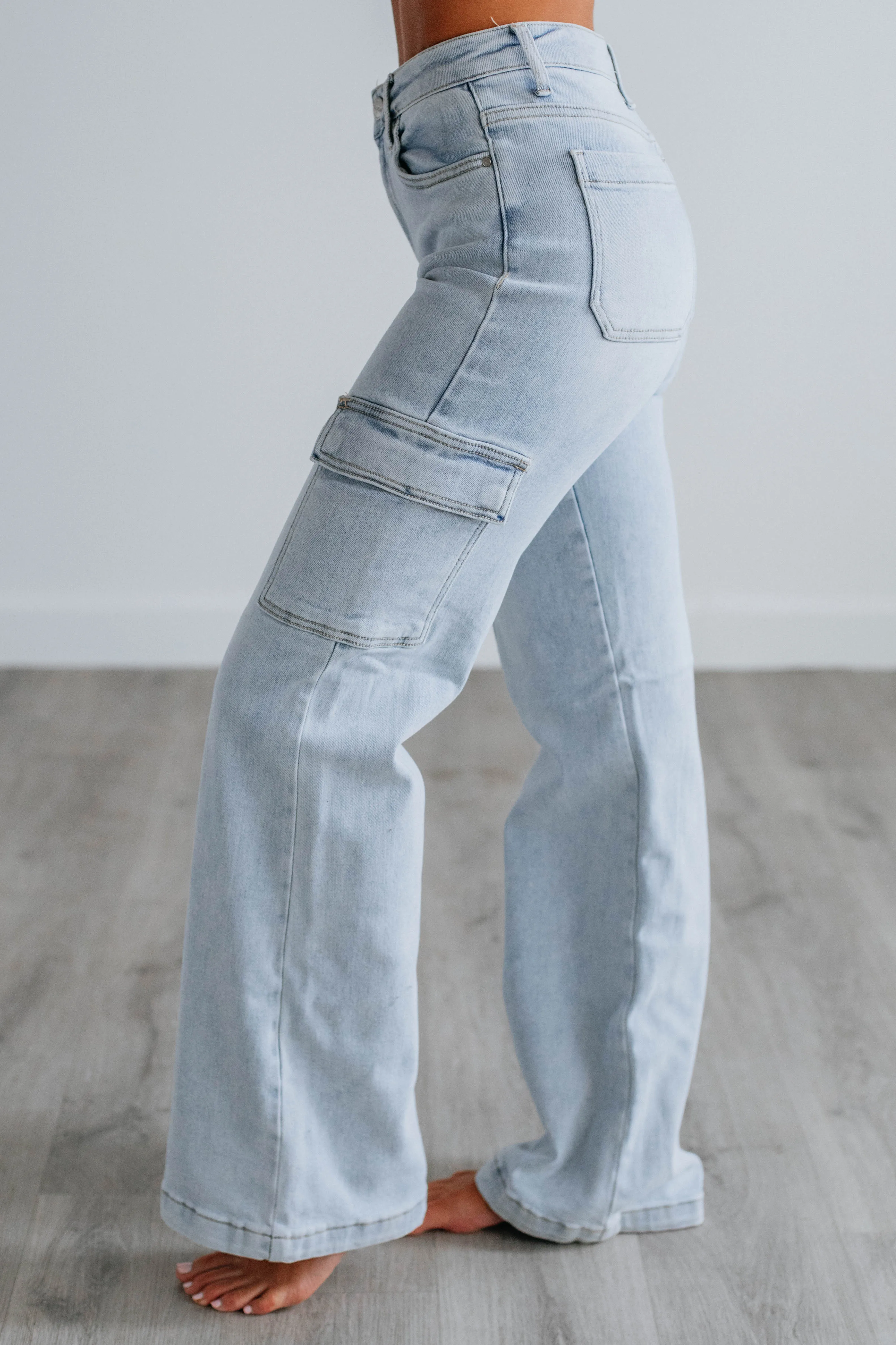 Leigh Risen Cargo Jeans - Vintage Light Wash,Jeans Women