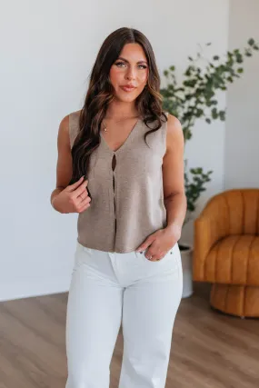 Lela Sweater Tank - Taupe,Women Sweater