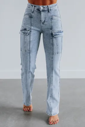 Lexi Risen Cargo Jeans - Vintage Light Wash,Jeans Women