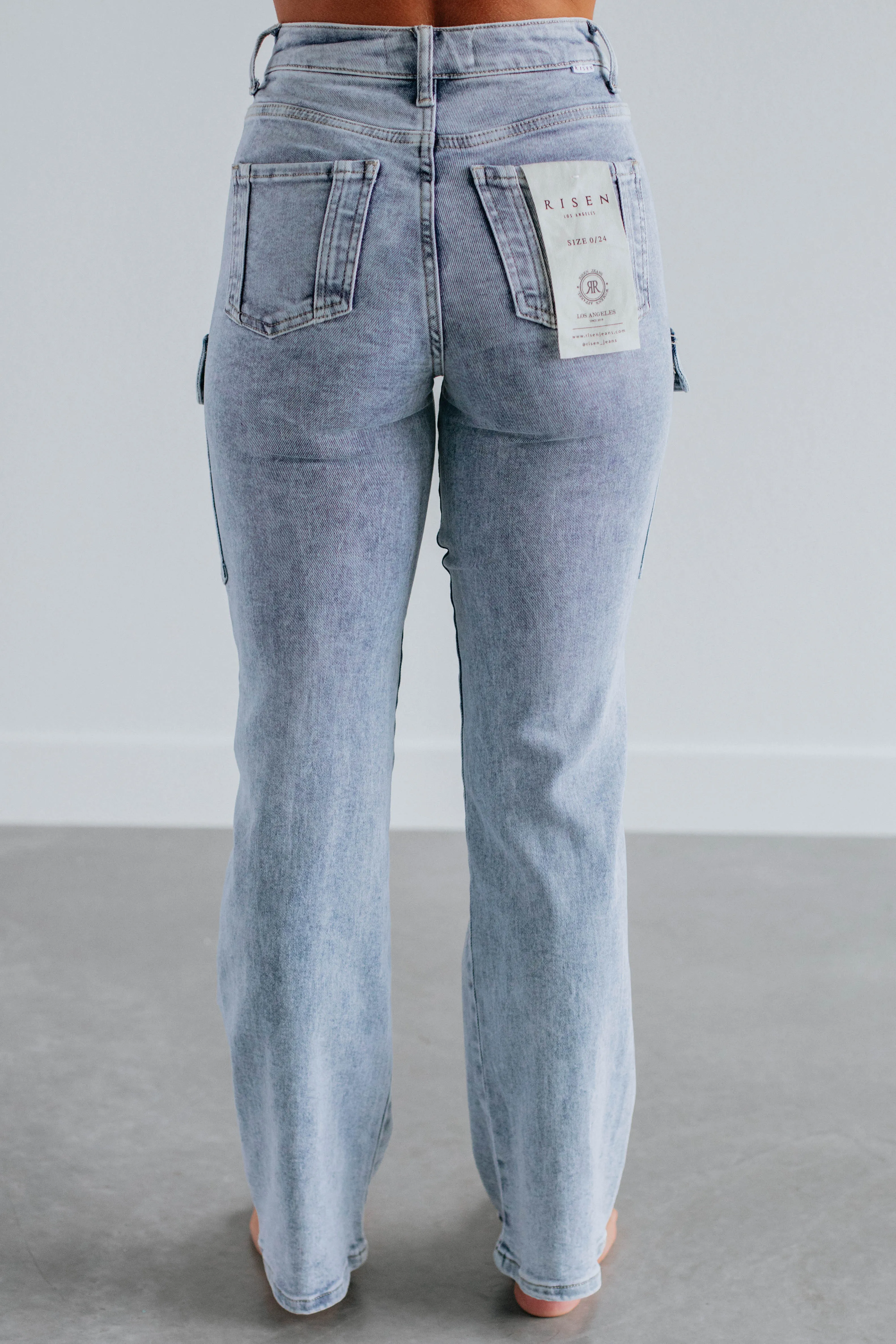 Lexi Risen Cargo Jeans - Vintage Light Wash,Jeans Women