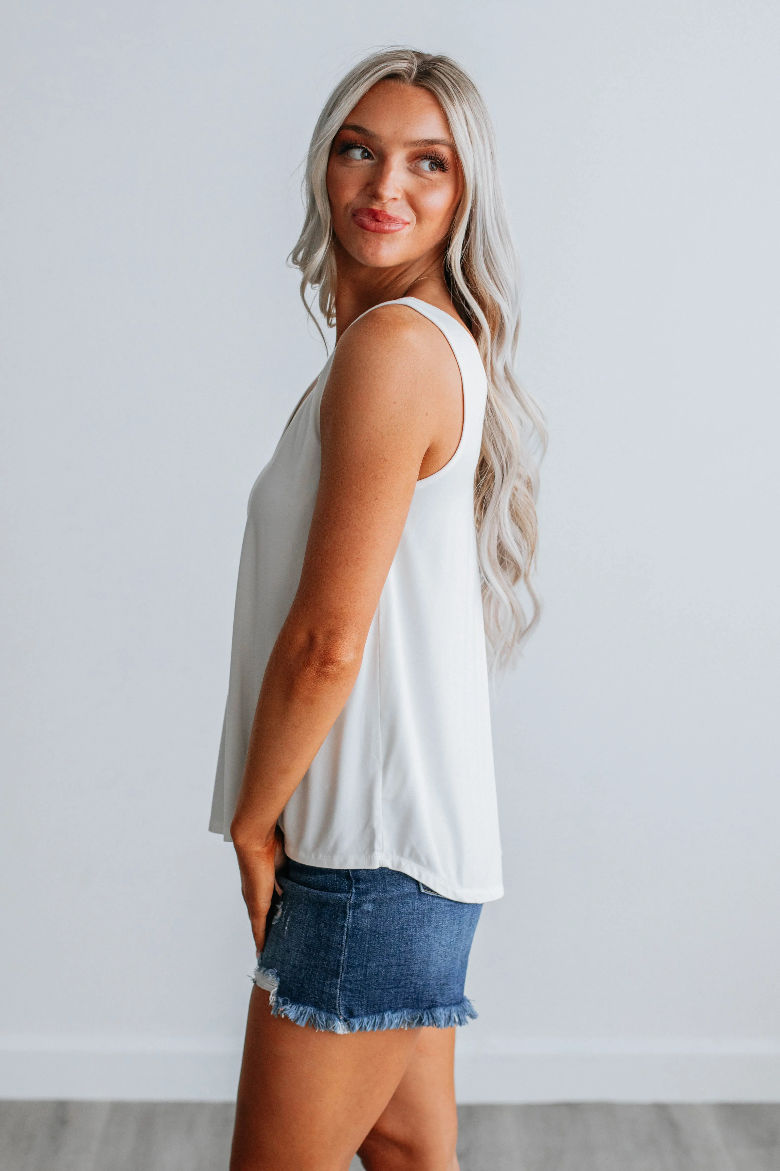 Linley Basic Tank - Ivory,Women Tank