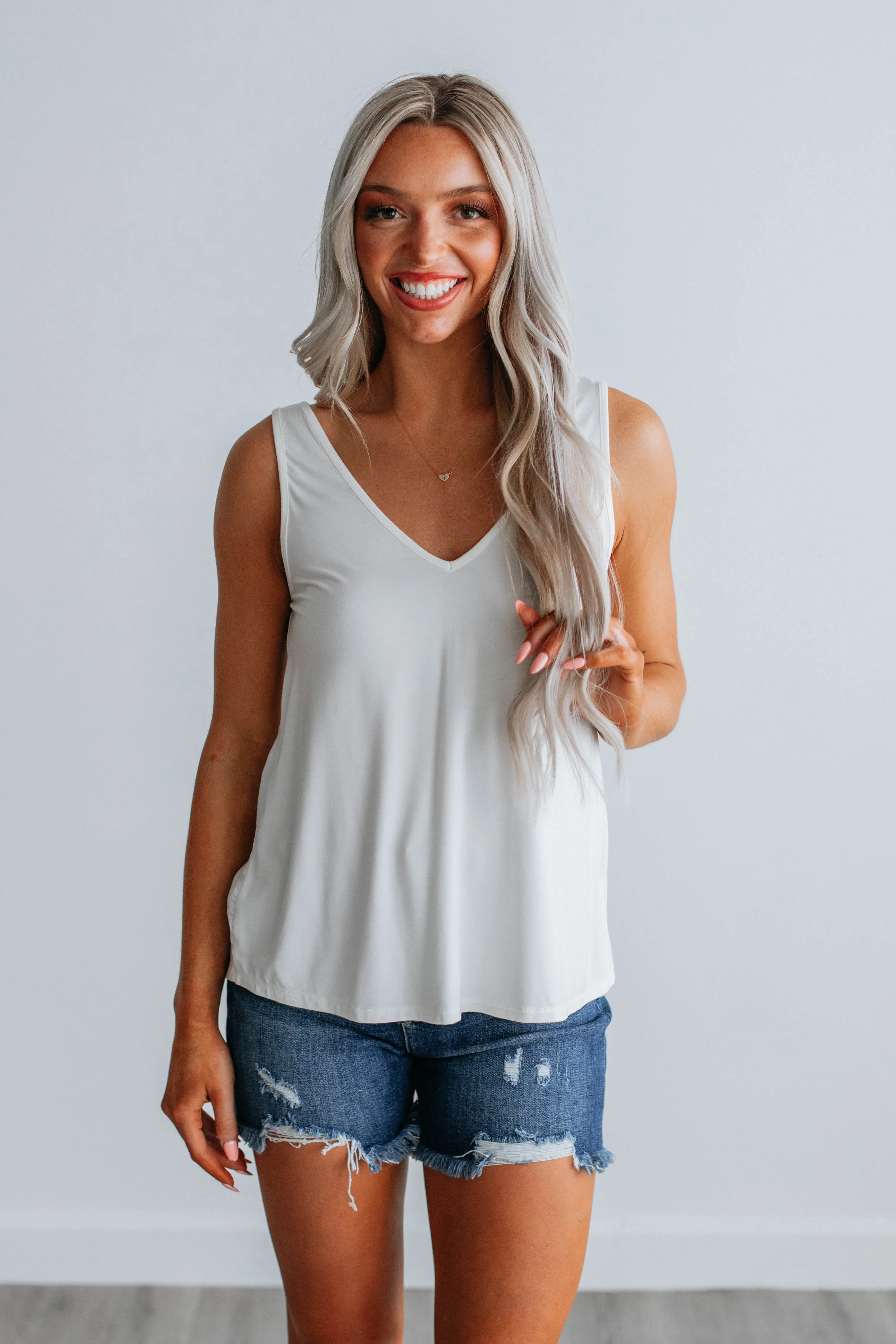 Linley Basic Tank - Ivory,Women Tank