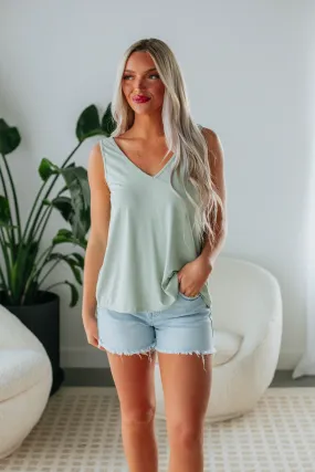 Linley Basic Tank - Light Sage,Women Tank