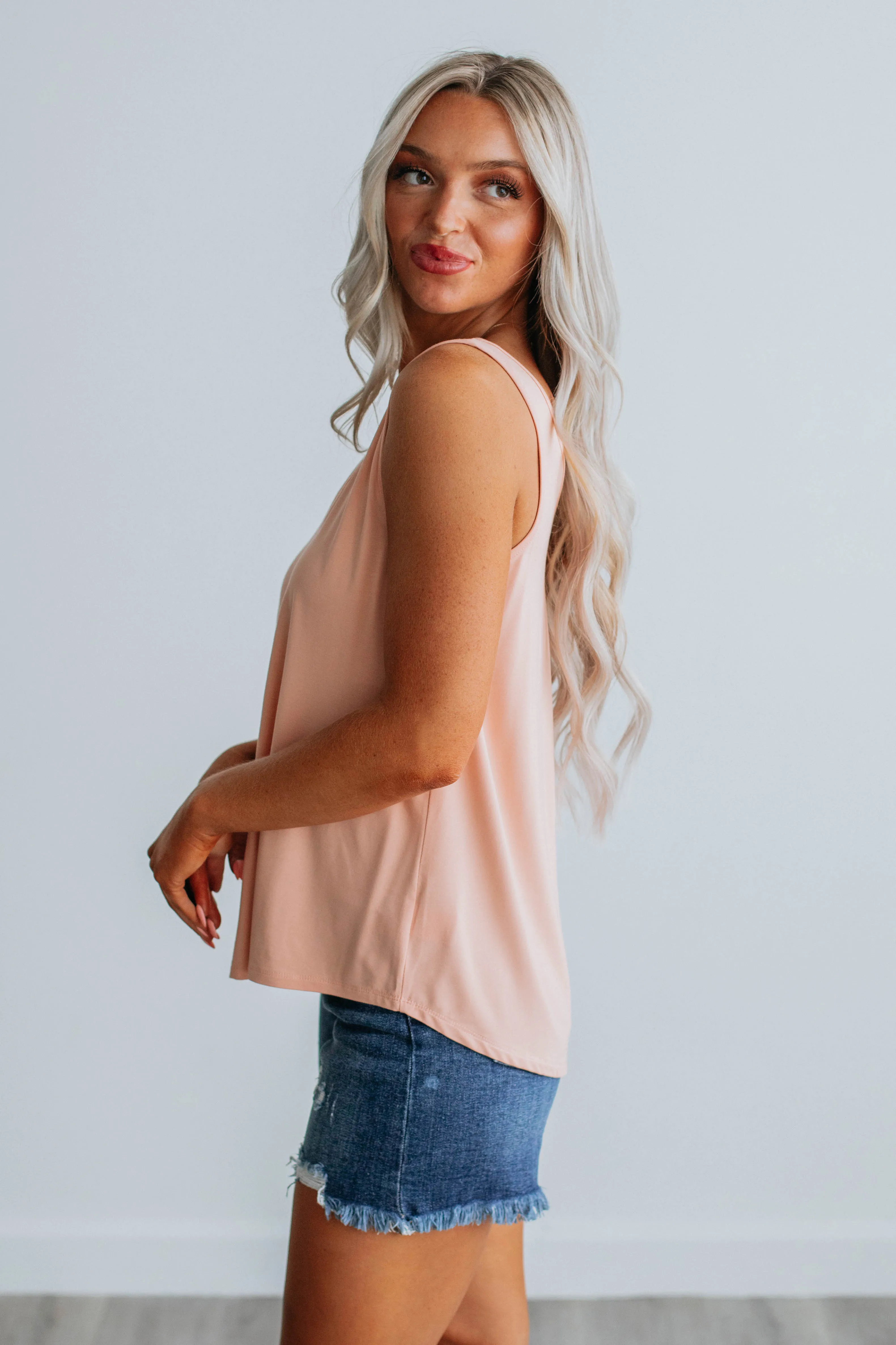 Linley Basic Tank - Peach,Women Tank